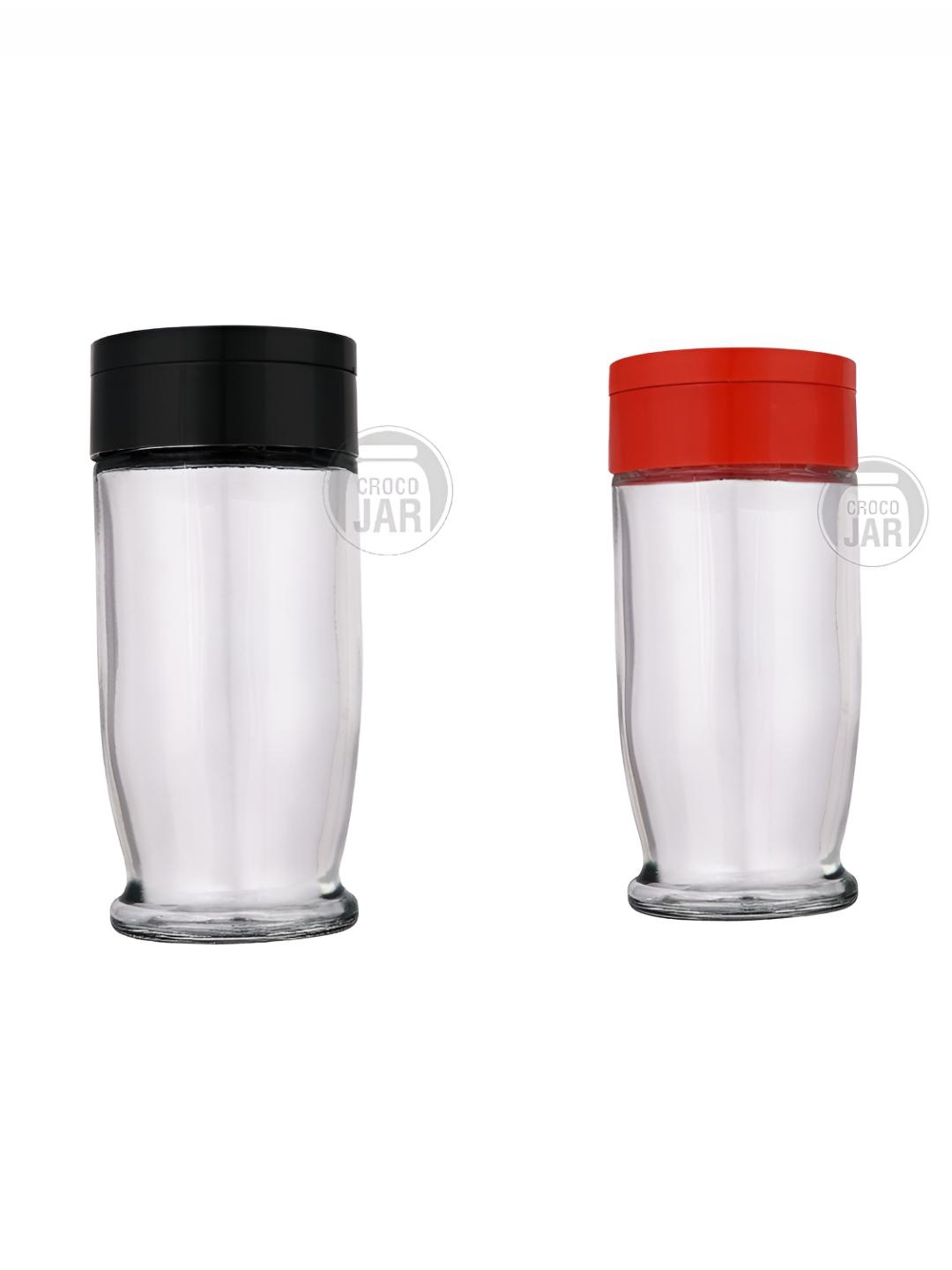 

tyche enterprises Transparent and Black Salt and Pepper Jar 100 ml