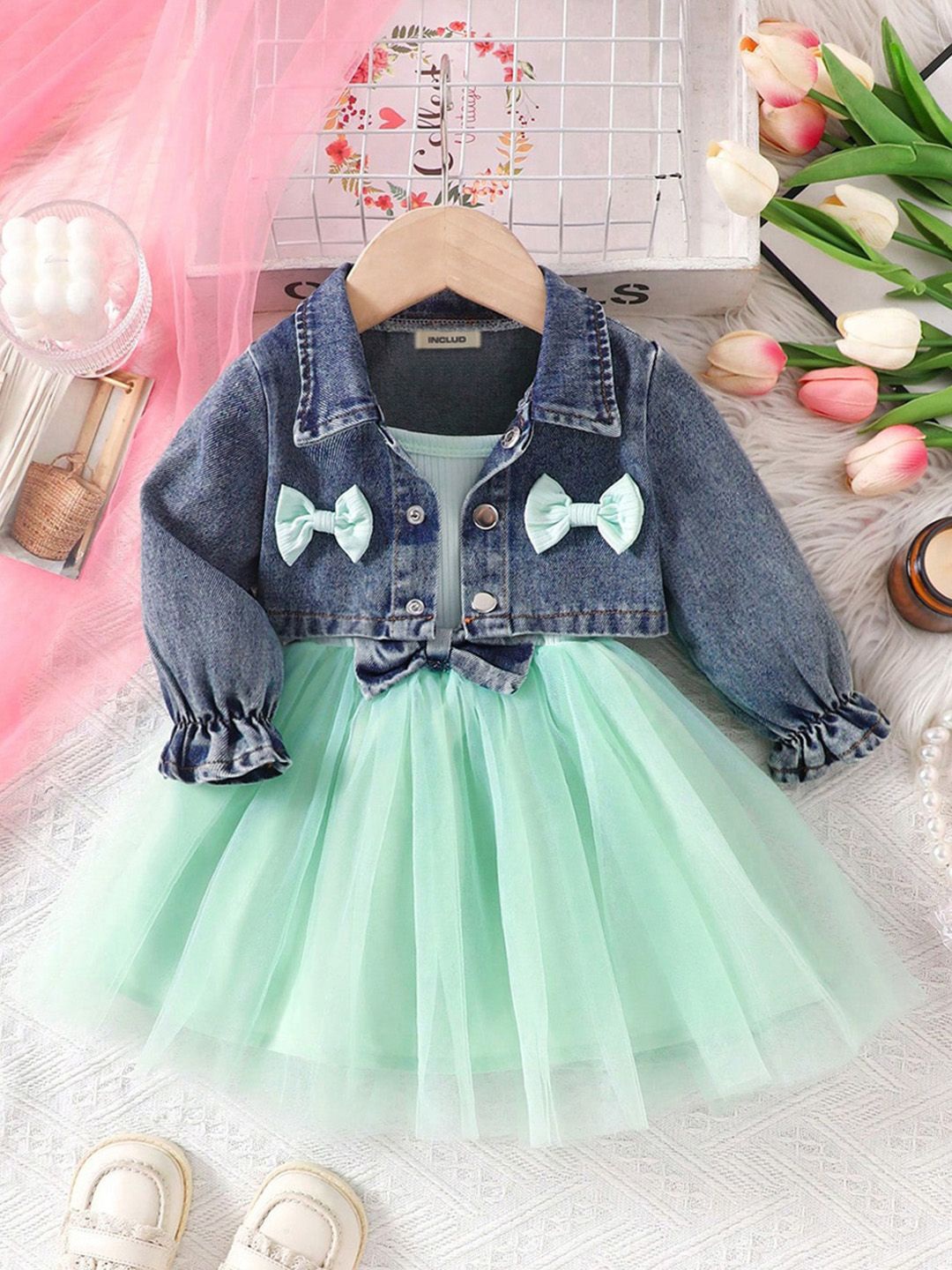 

INCLUD Girl Fit & Flare Dress, Green