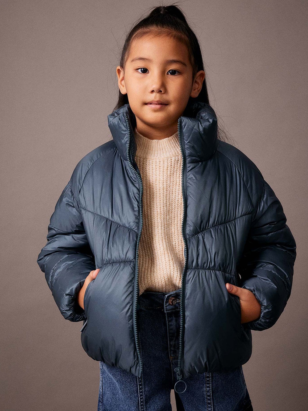 

DeFacto Girls Mock Collar Puffer Jacket, Na