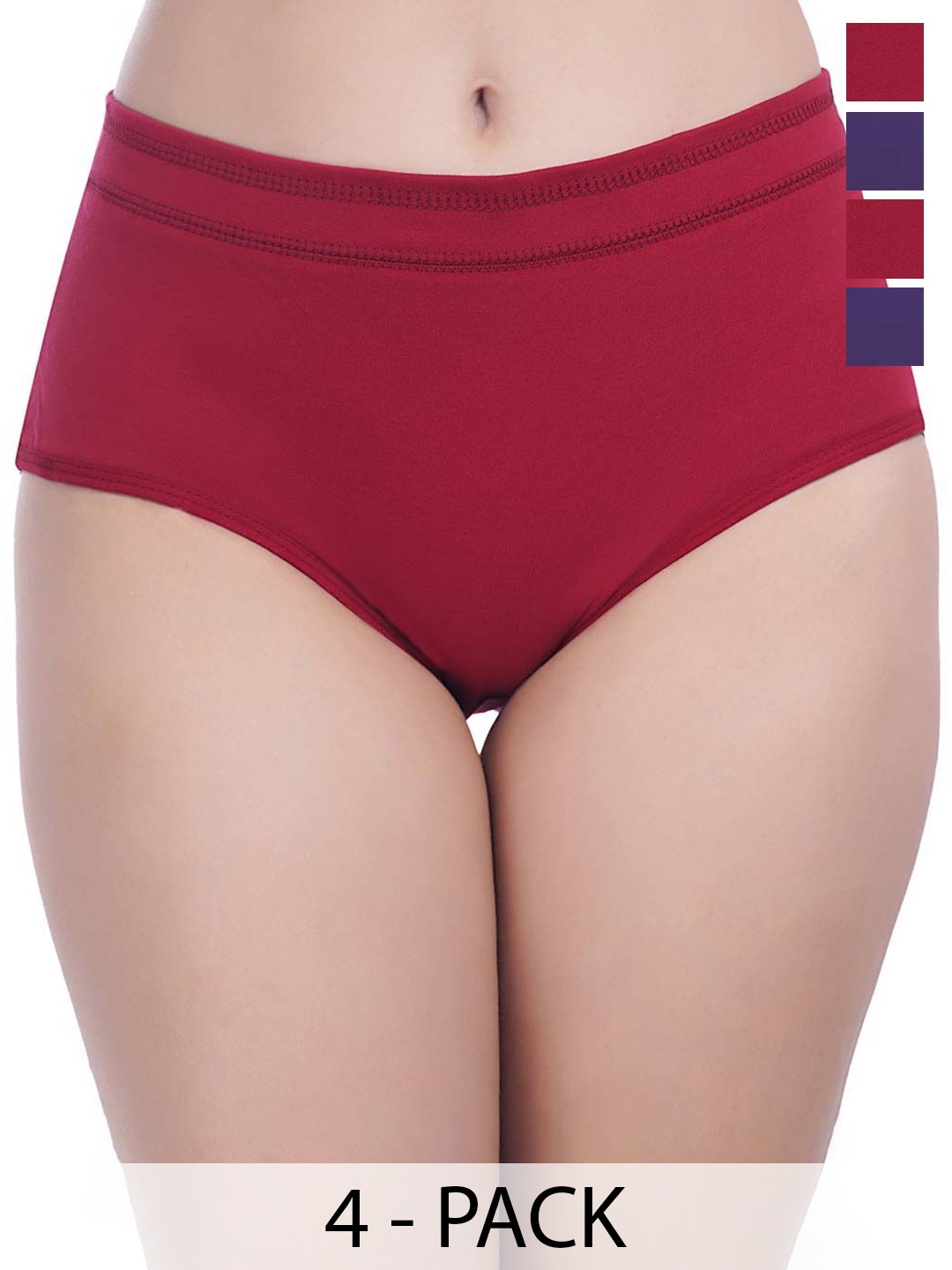 

YOU FOREVER Pack Of 4 Women Ribbed Hipster Brief, Purple
