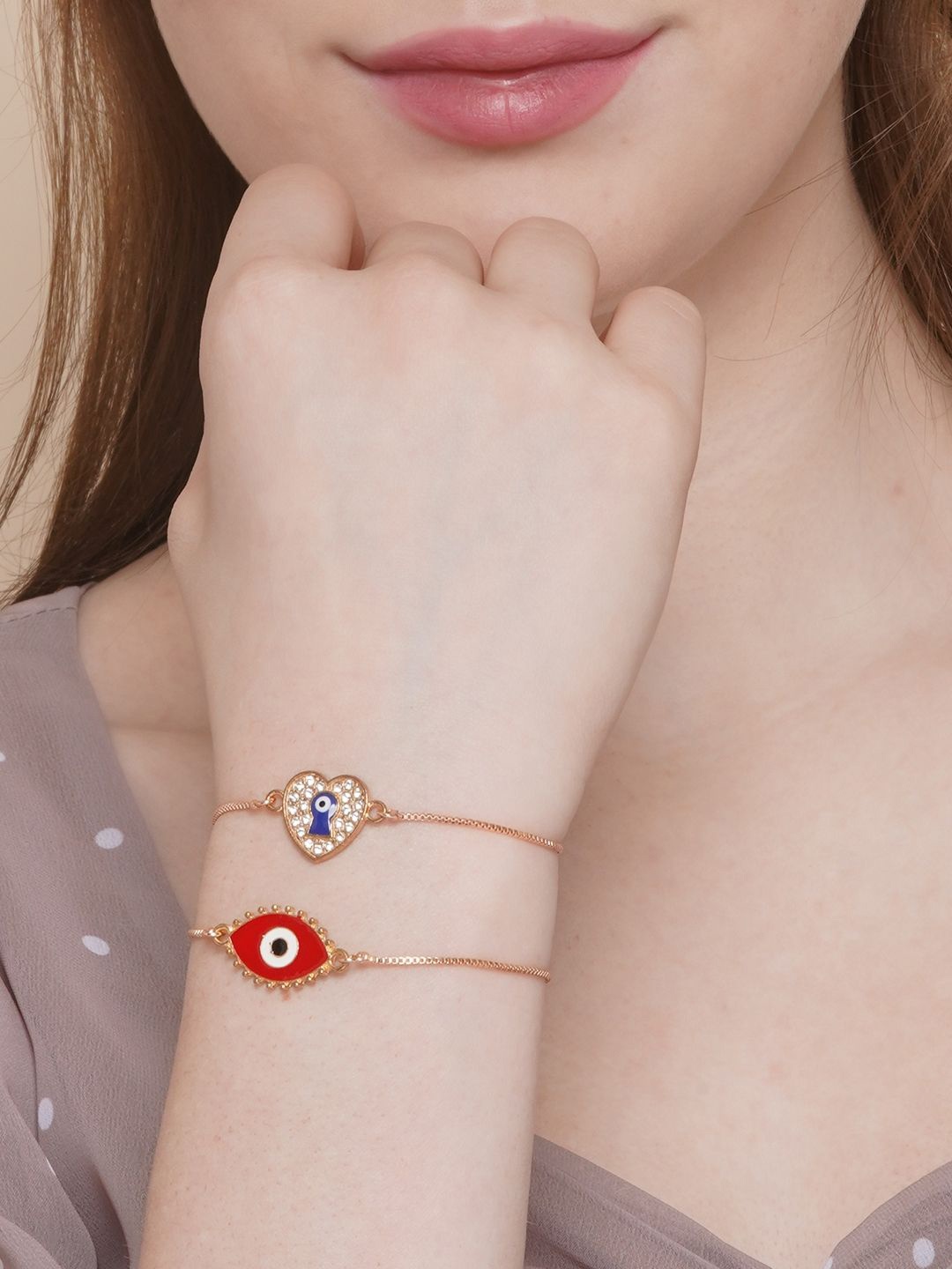 

KPOP Set of 2 Rose Gold-Plated Charm Bracelets