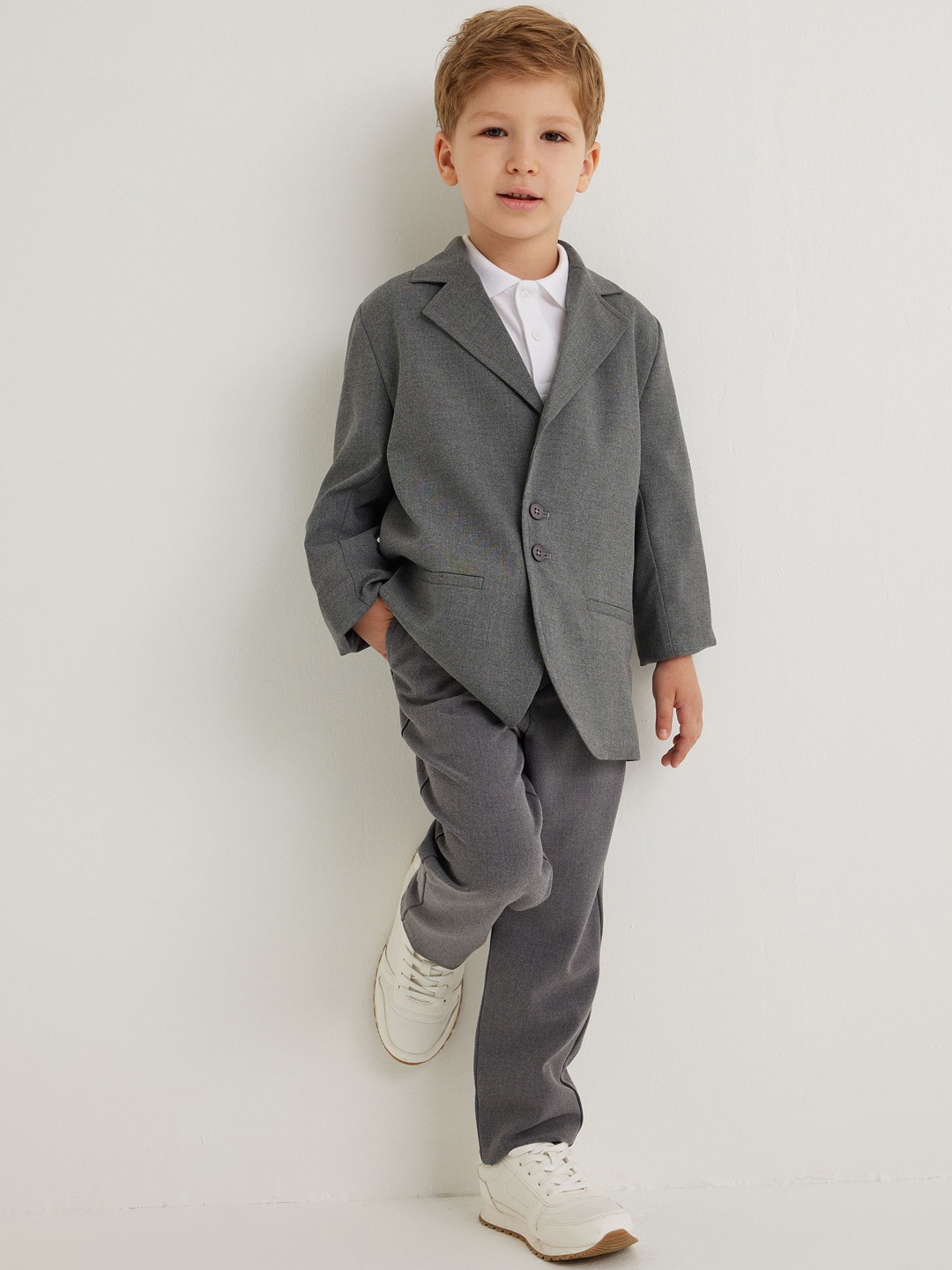 

Koton Boys Hip Length Trench Coat, Grey