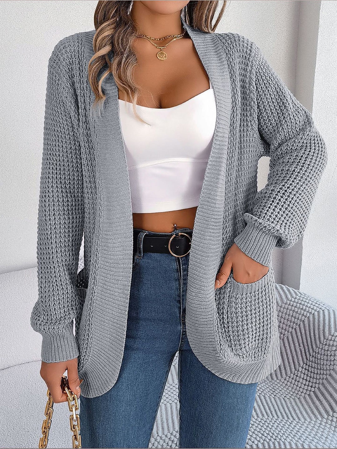

StyleCast x Revolte Women Longline Shrug, Grey