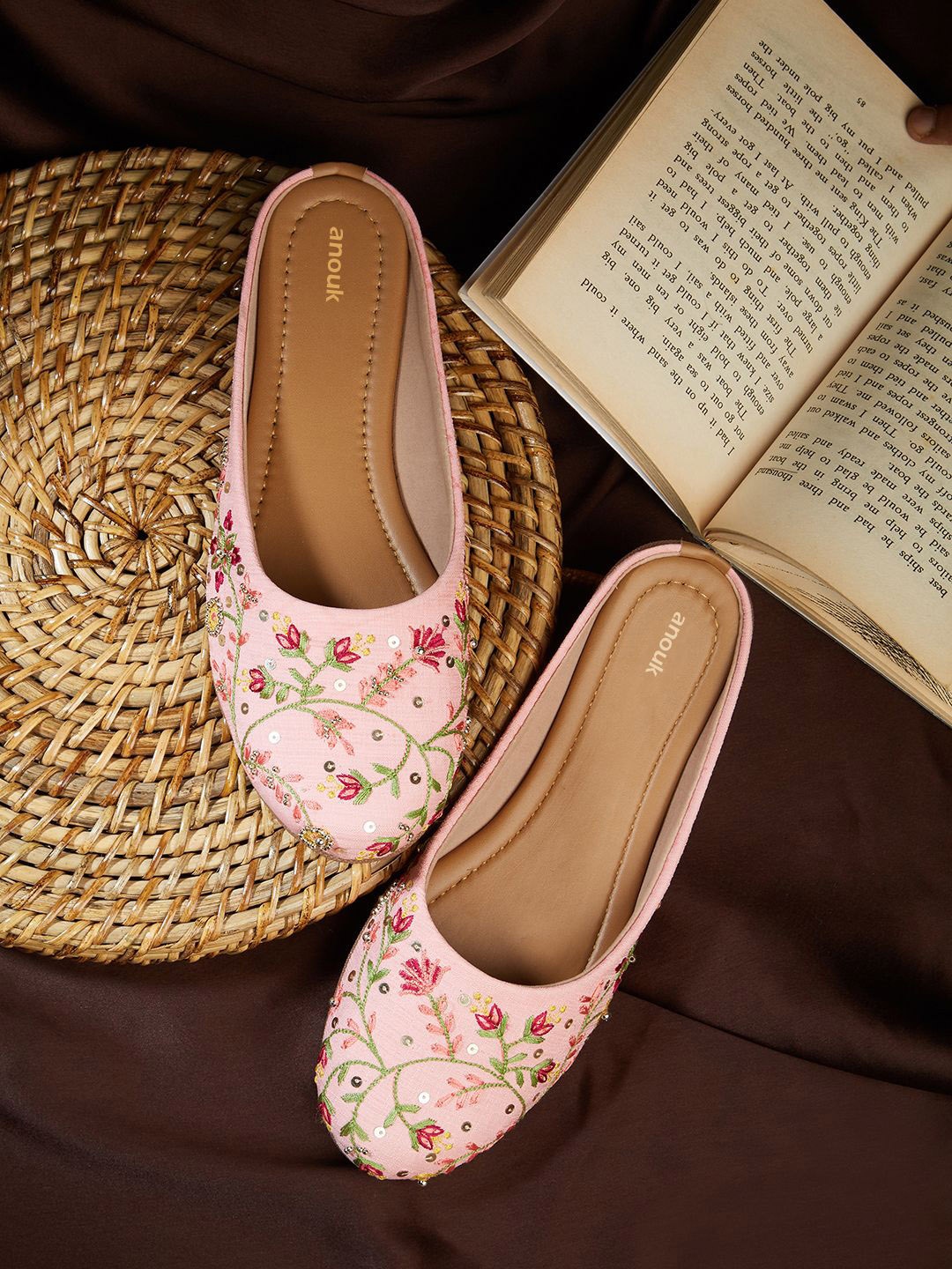 

Anouk Women Embellished Ethnic Mules with Embroidered Flats, Pink