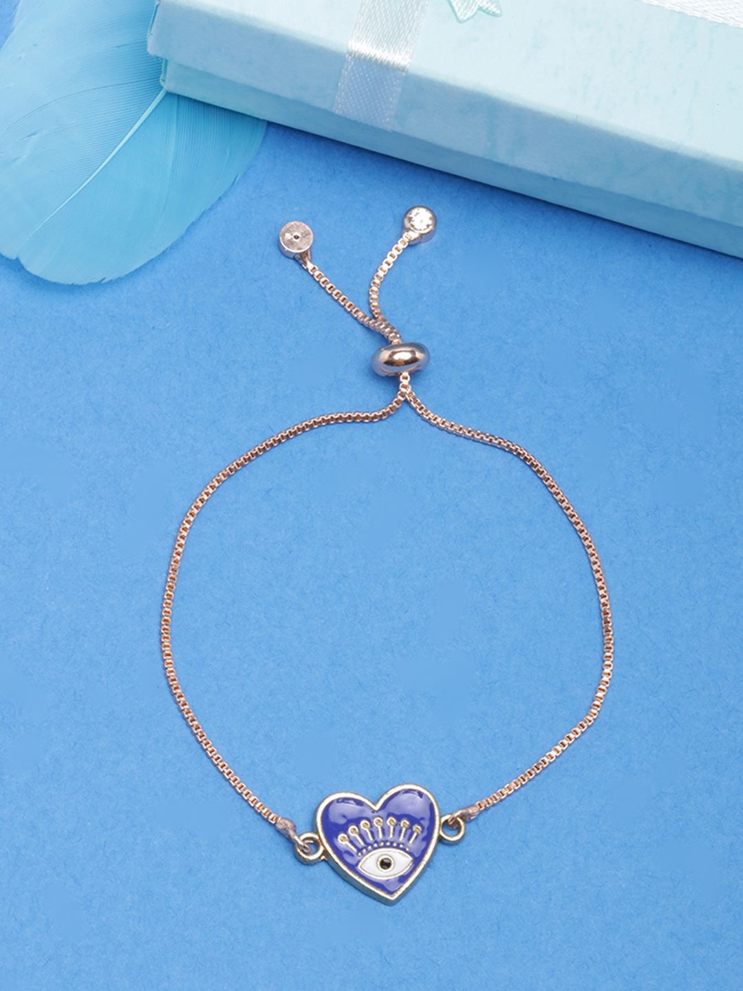 

KPOP Rose Gold-Plated Stone Studded Enamelled Charm Bracelet