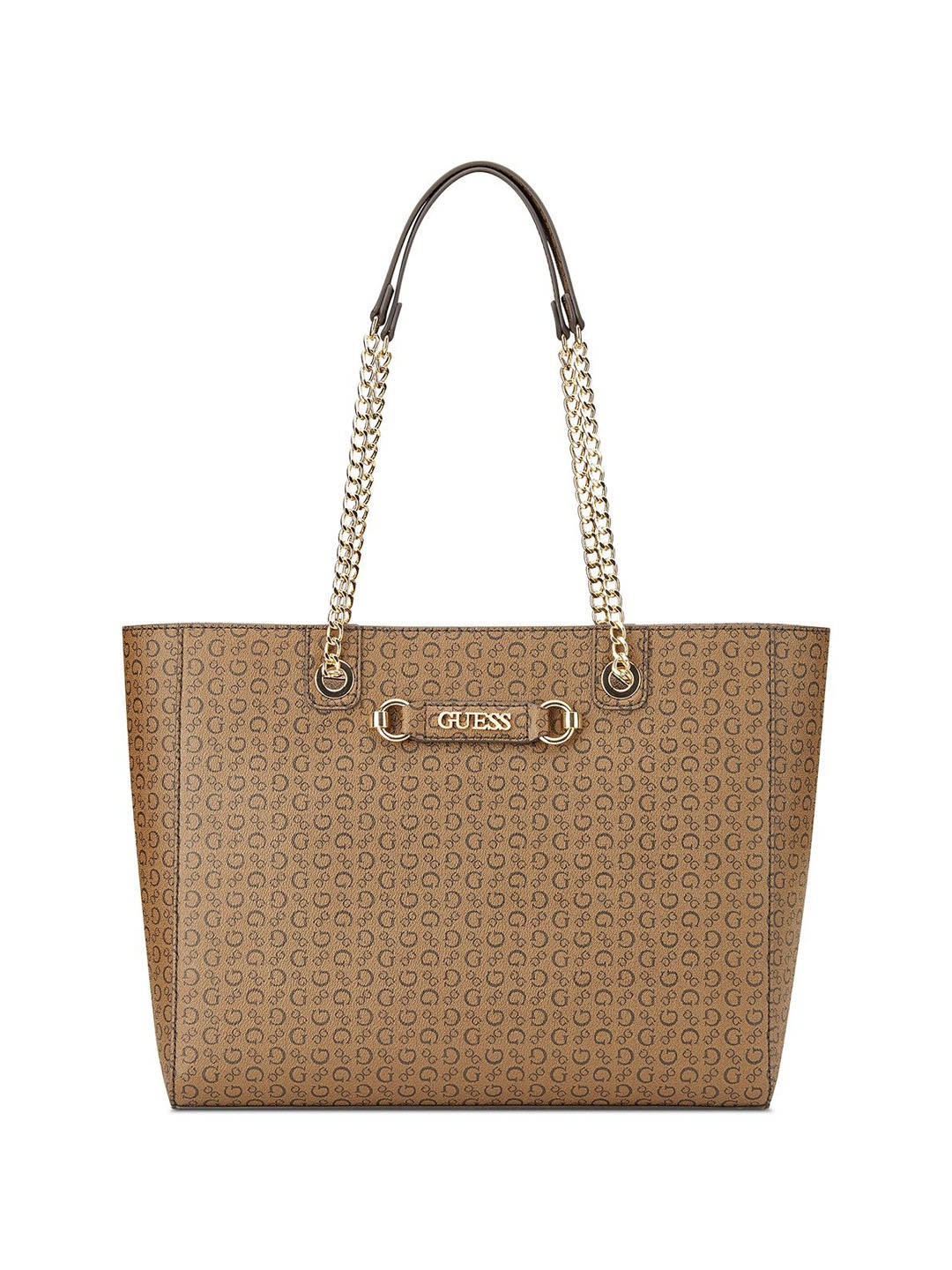 

GUESS Women Printed Structured Tote Bag, Brown