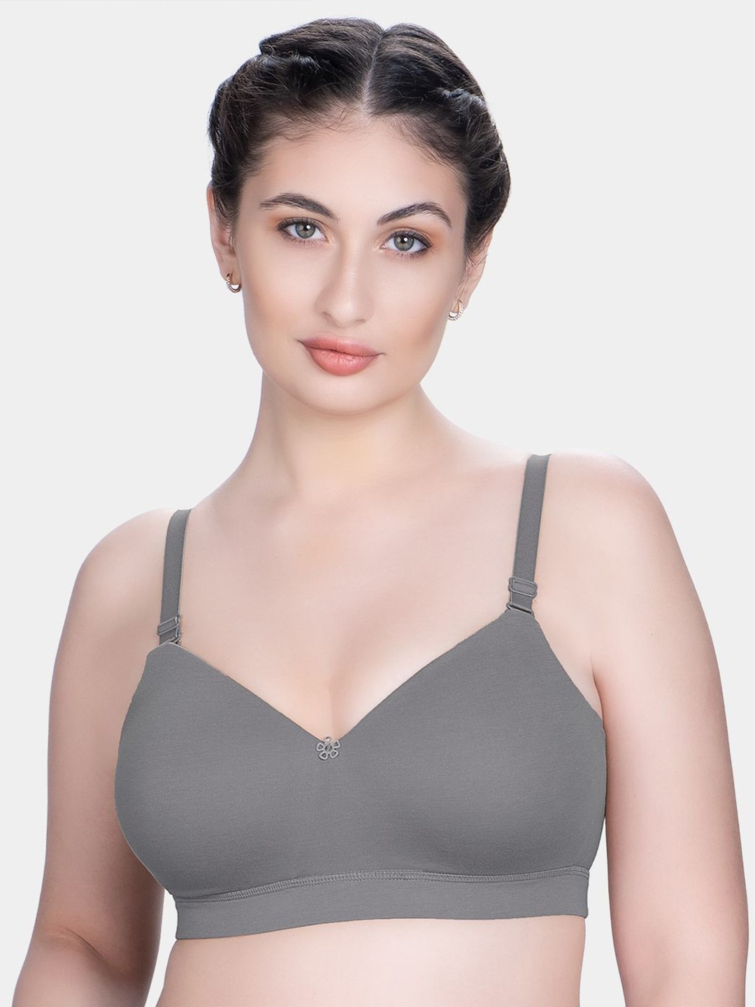

Trylo Bestie Women Combed Cotton Fabric Soft Padded Seamless Full Coverage Bra, Grey