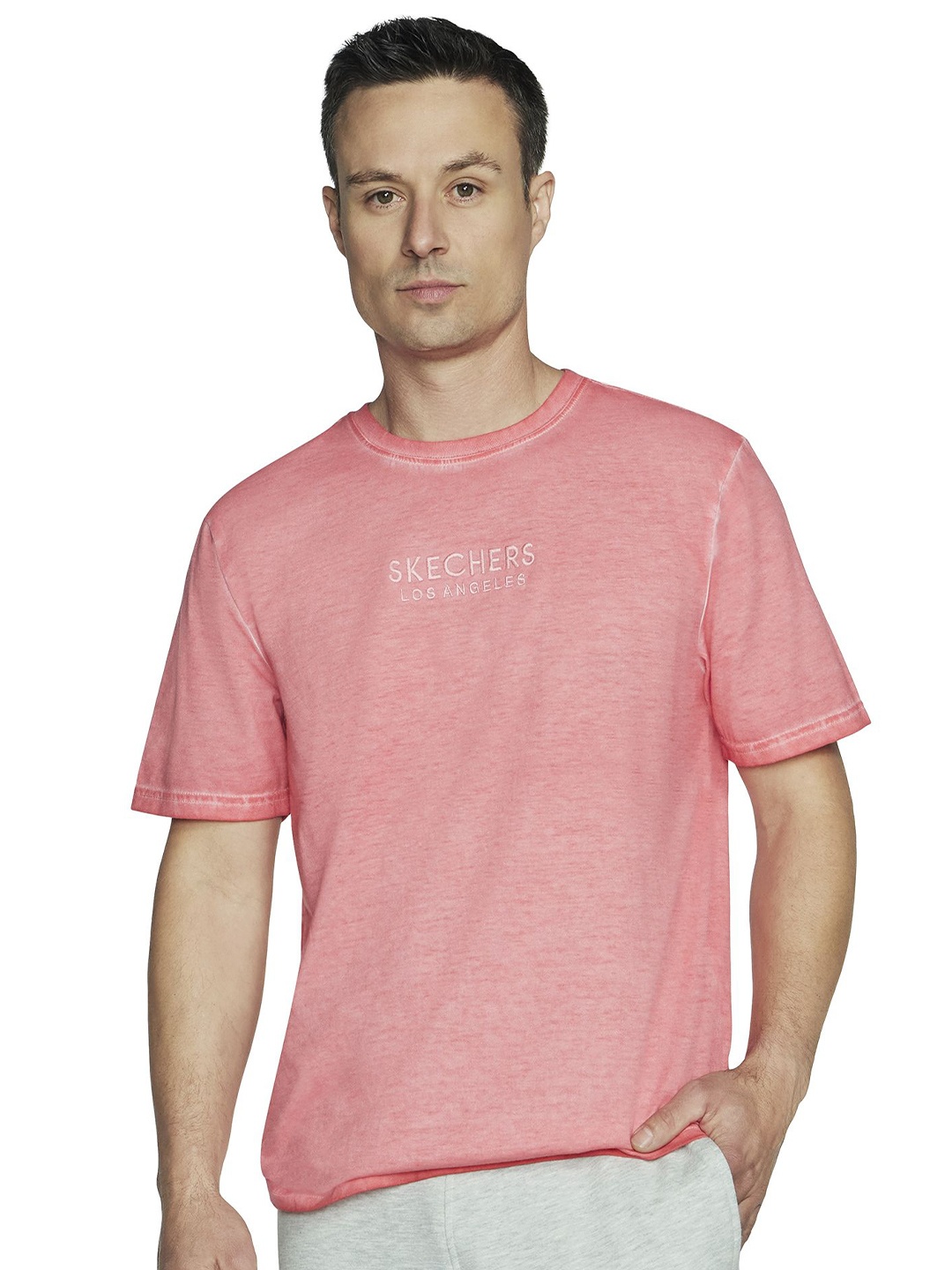 

Skechers Men Solid Round Neck T-shirt, Coral