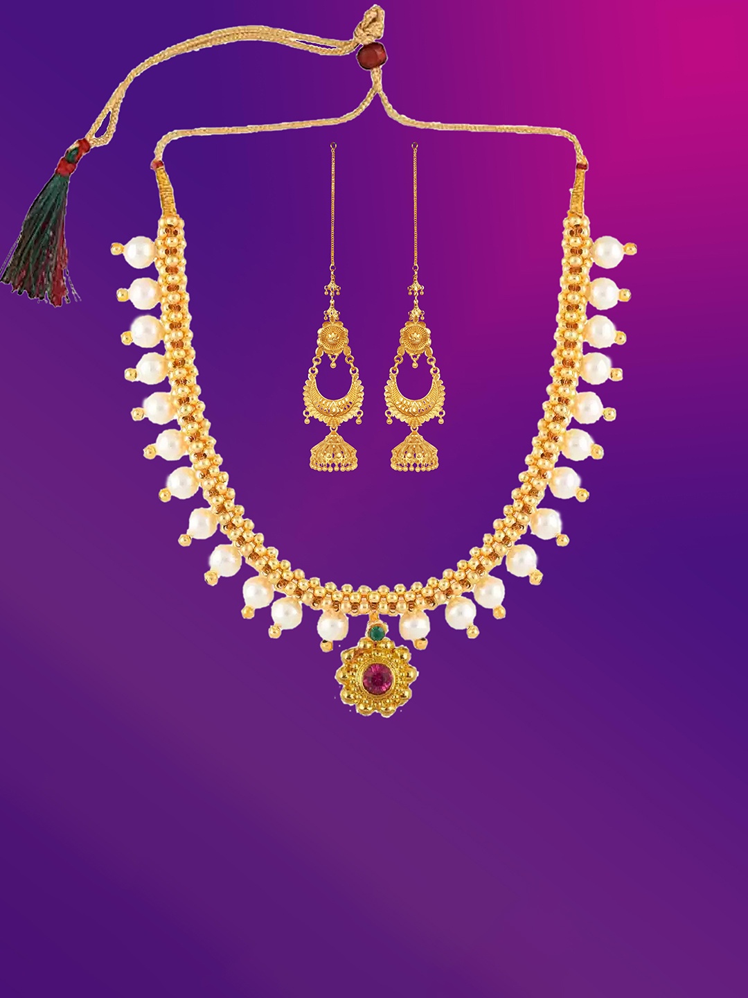 

Lila Gold Plated Beaded Jewellery Set