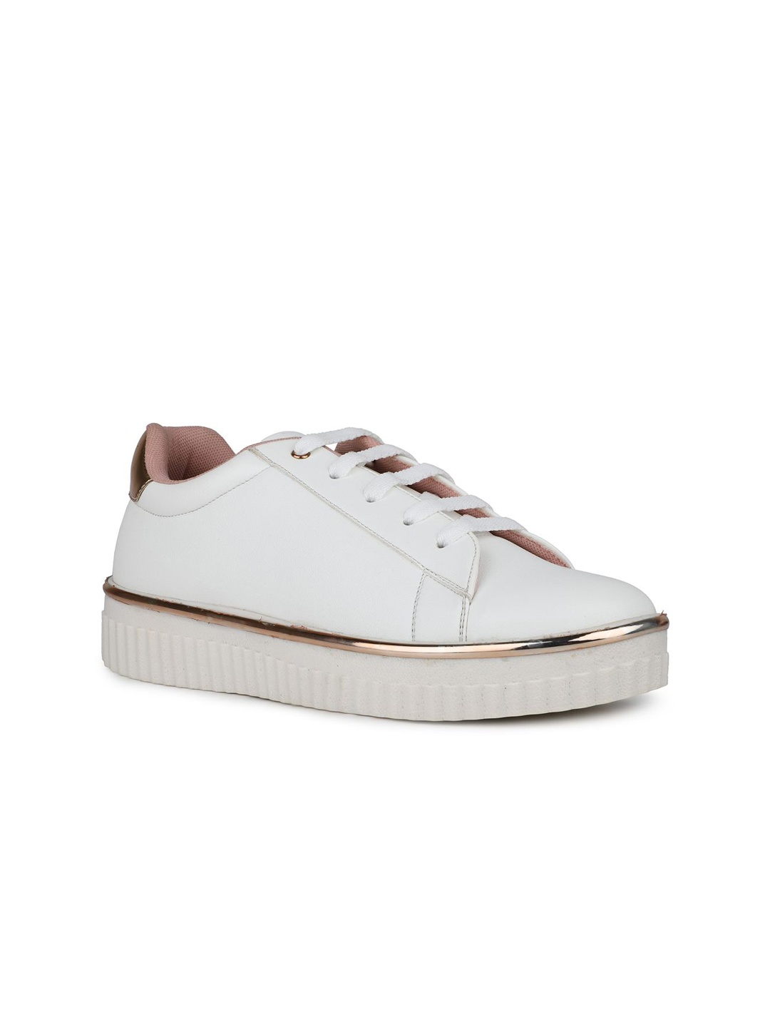 

Inc 5 Womens Rose Gold and White Casual Round toe Sneakers