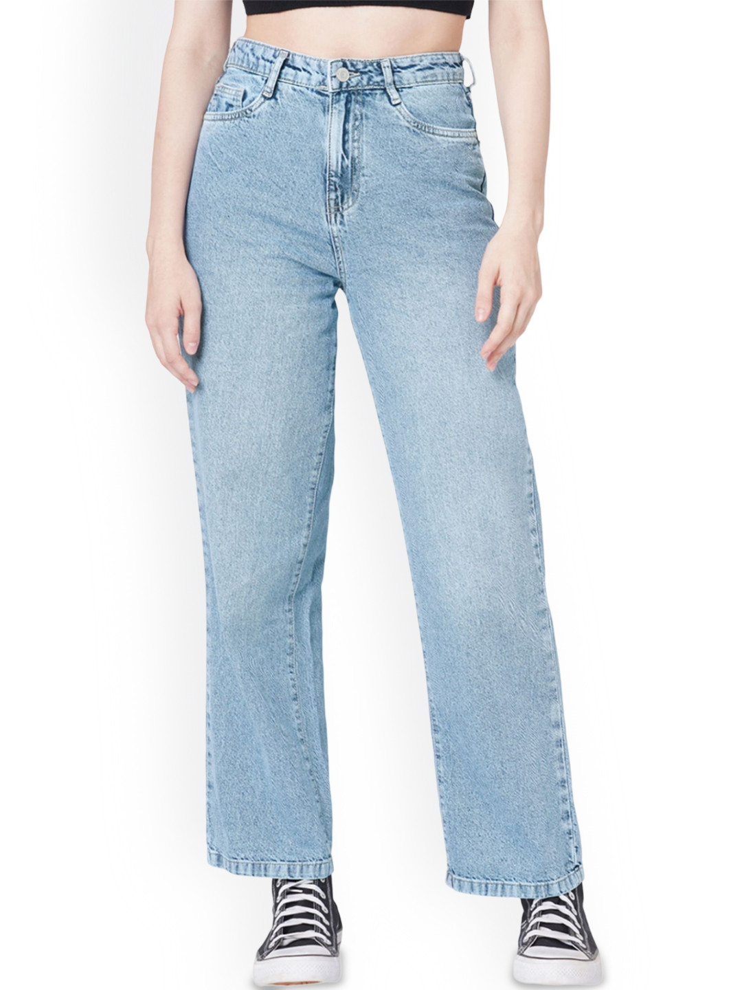 

Kraus Jeans Women Wide Leg High-Rise Light Fade Jeans, Blue
