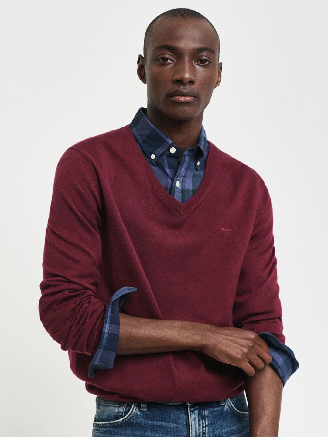 

GANT Men Long Sleeves Woollen Pullover, Burgundy