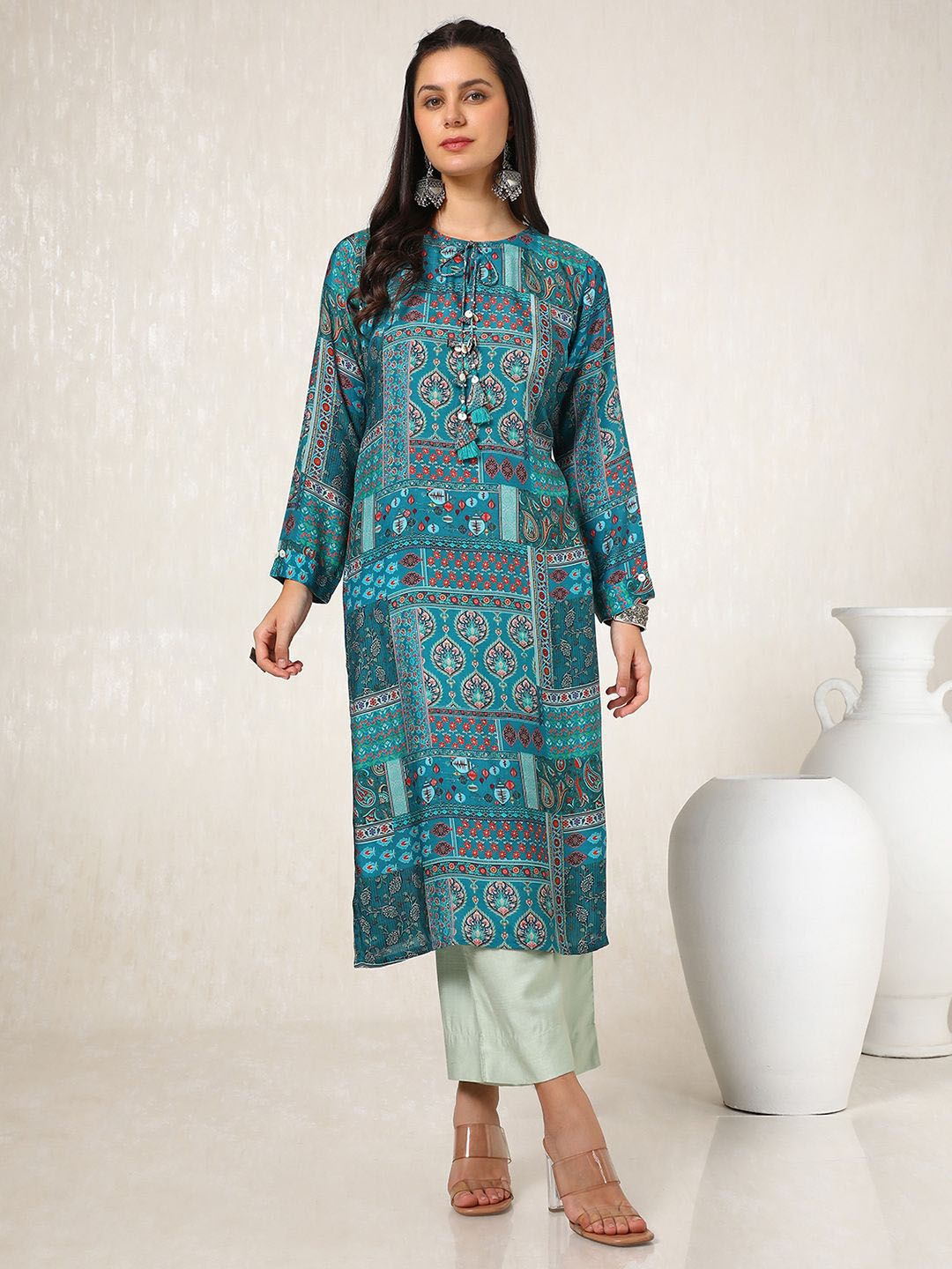 

Soch Women Ethnic Motifs Printed Kurta, Teal