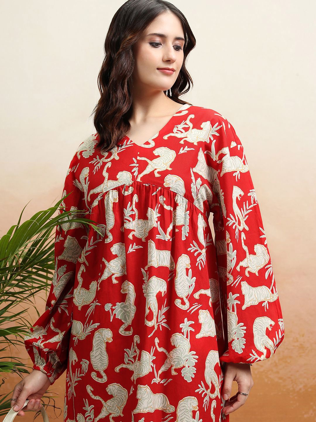 

Tokyo Talkies Women Conversational Printed Fit & Flare Mini Dress, Red