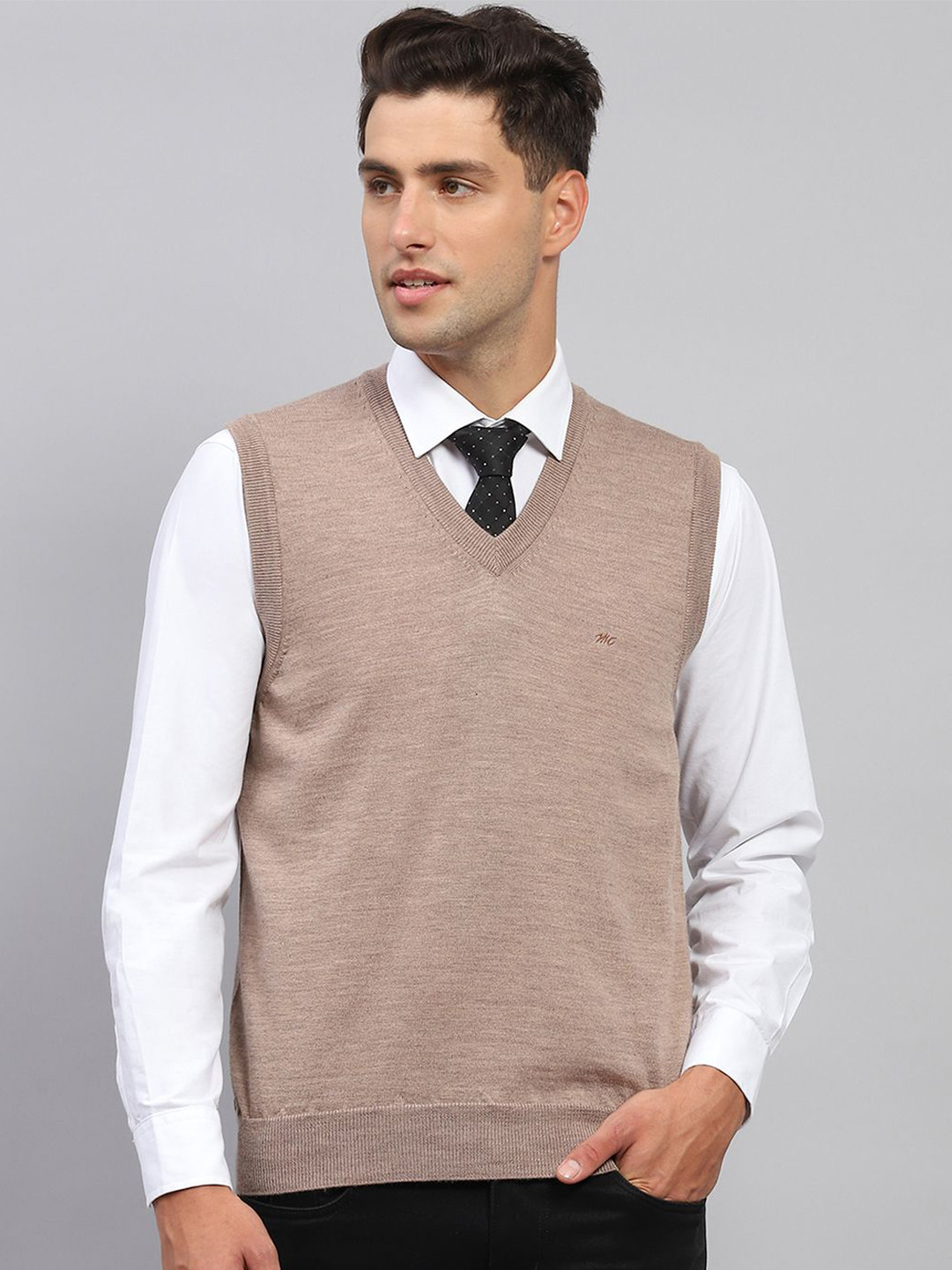 

Monte Carlo Men Woollen Sweater Vest, Beige