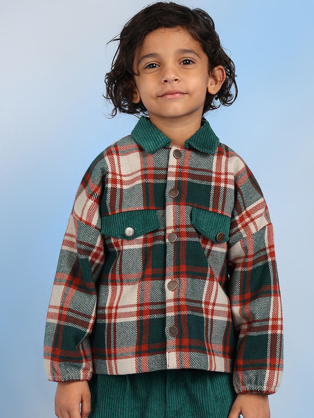 

The Tribe Kids Boys Checked Open Front Jacket, Beige