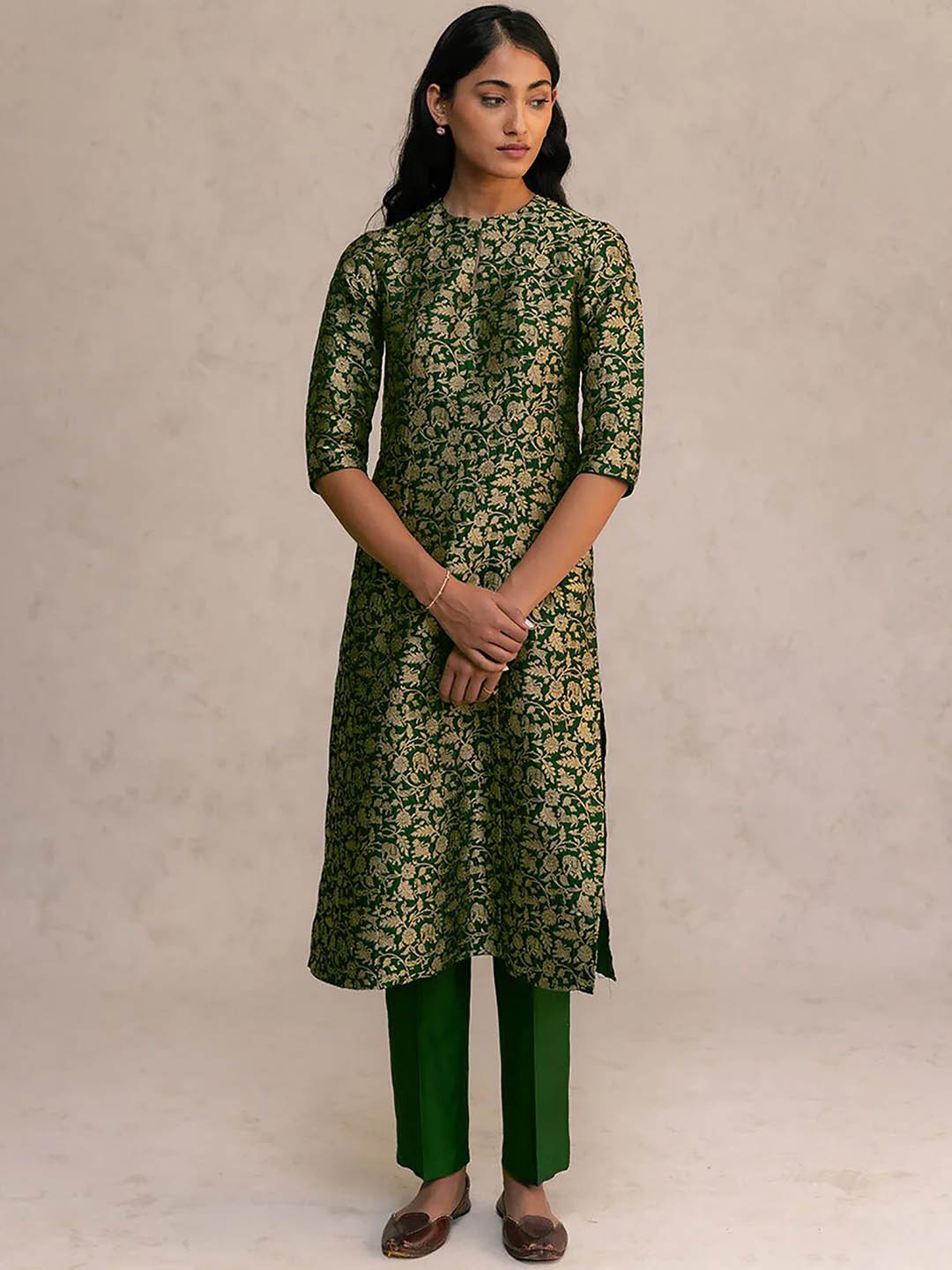 

Kedar Fab Women Jacquard Kurta, Green