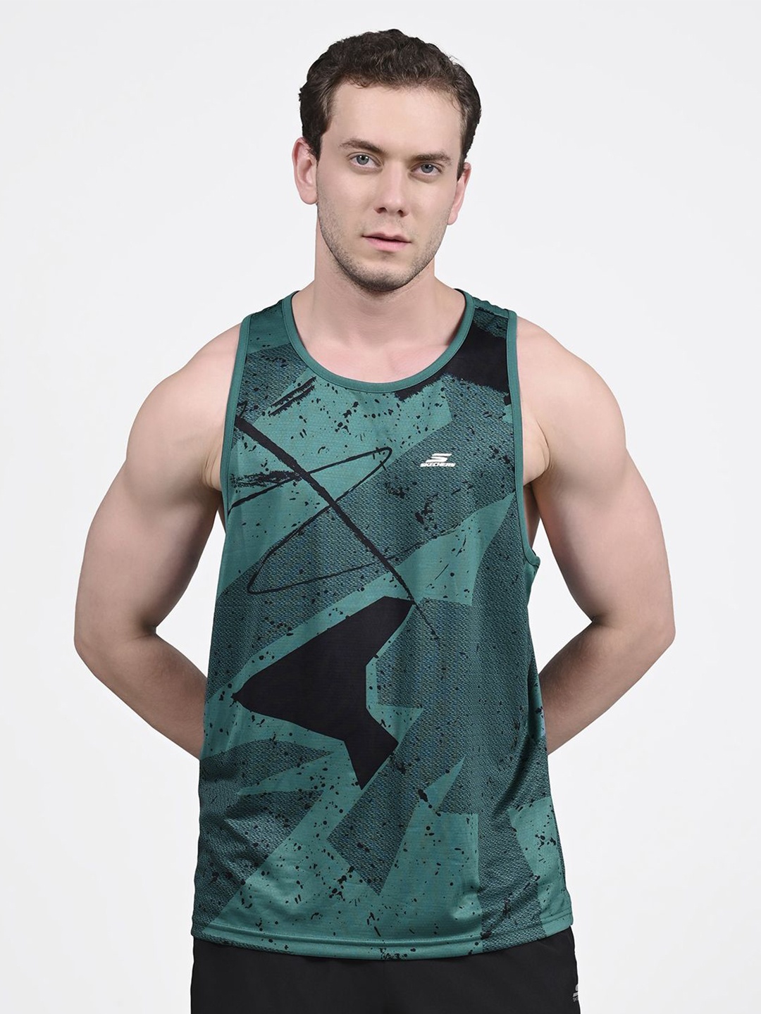 

Skechers Men Abstract Printed Round Neck T-shirt, Teal