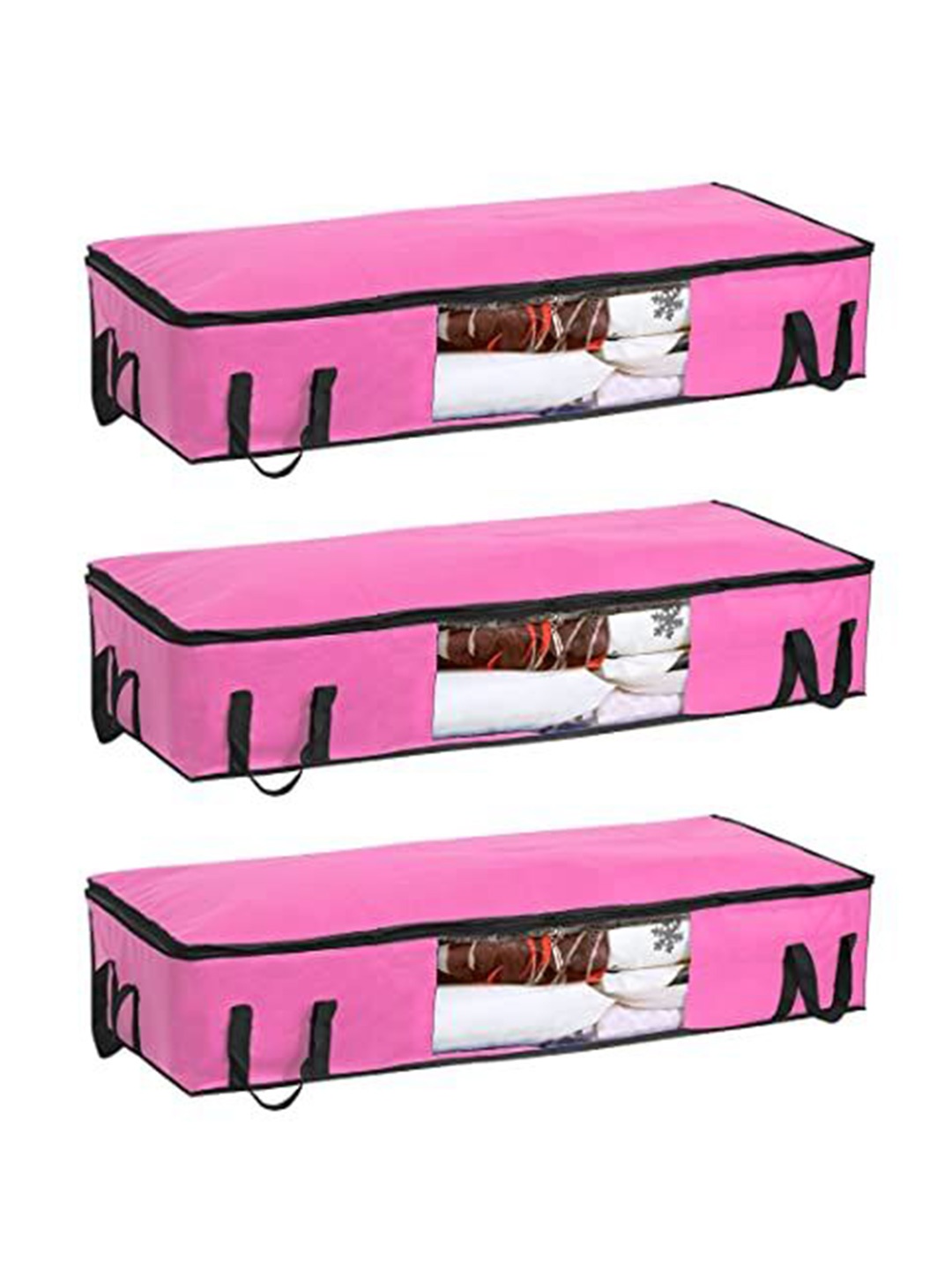 

prettykrafts Pink 3 Pieces Multi Utility Storage Organisers With Handle