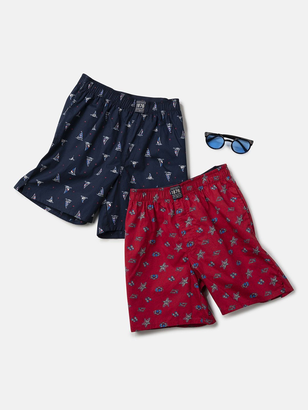 

Jockey Boy Pack of 2 Super Combed Mercerized Cotton Printed Boxer Shorts-UB08, Red
