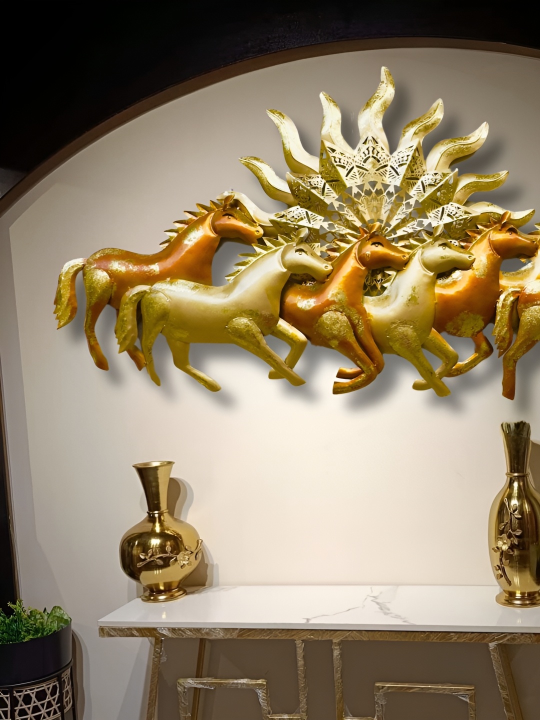 

PRANJALS HOUSE Gold Toned Textured Wall Hanging Decor