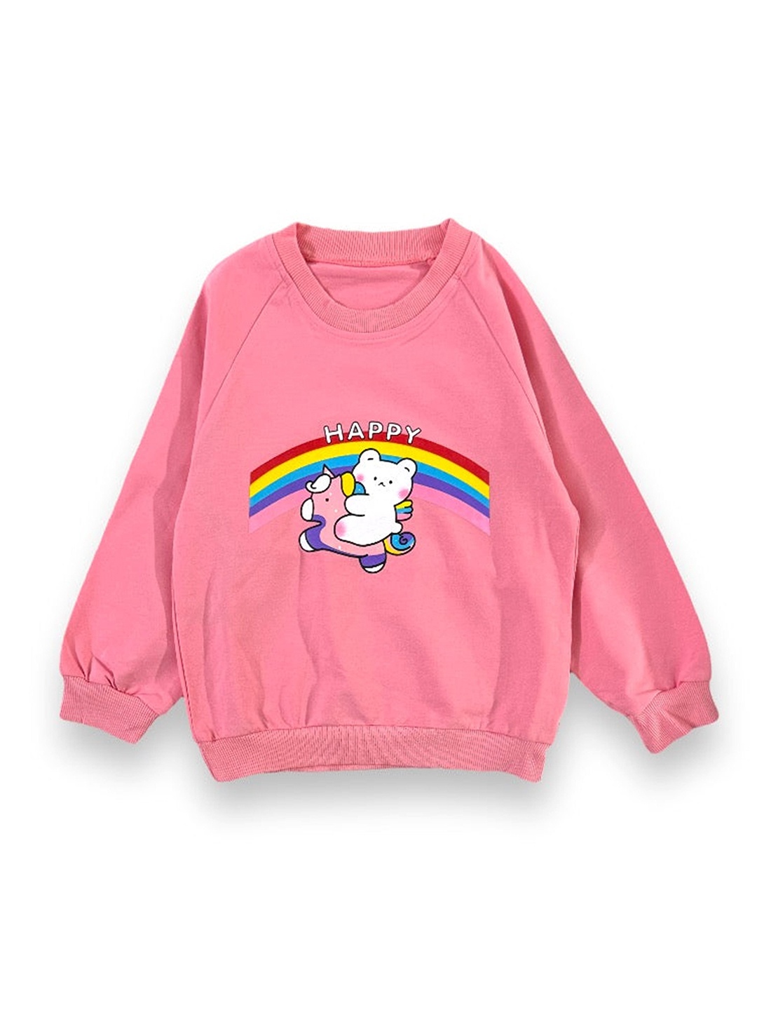 

TrendyKid Girls Graphic Printed Round Neck Cotton Pullover Sweatshirt, Pink