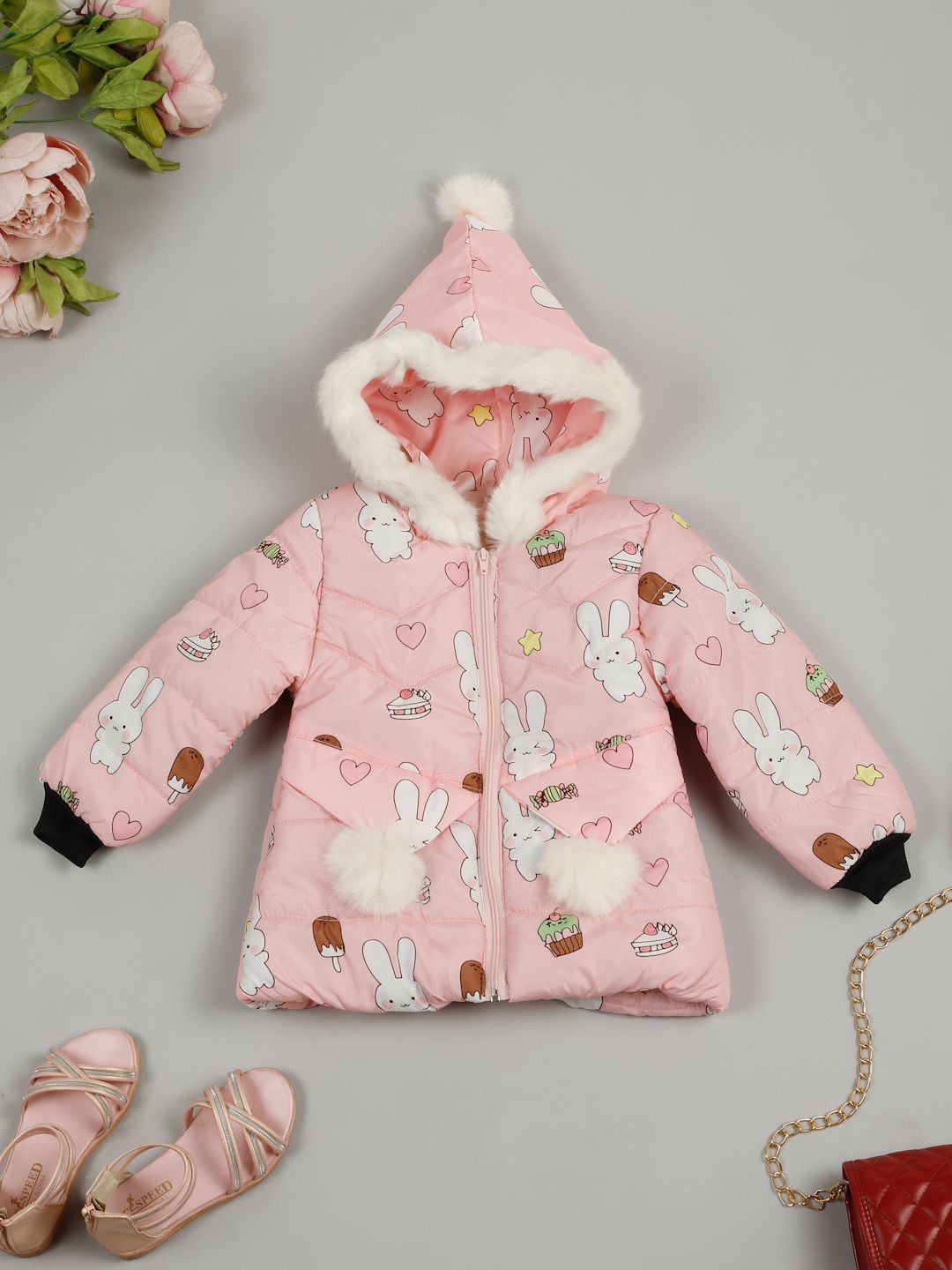 

LITTLE GINNIE Girls Dry Fit Insulator Quilted Jacket, Pink