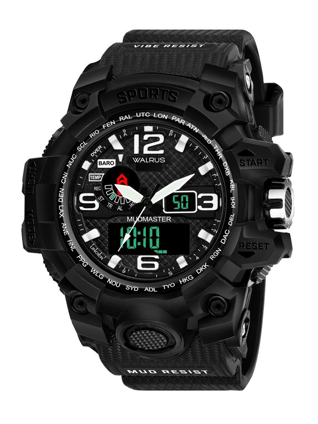 

Walrus Men Dial & Textured Straps Analogue and Digital Watch WWTM-SPORTS-III-020202D, Black