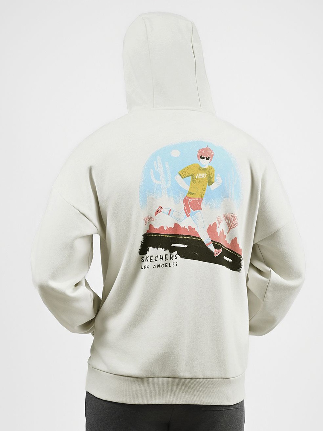 

Skechers Men Graphic Printed Hood Cotton Front-Open Sweatshirt, Off white