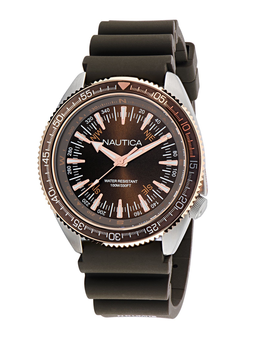 

Nautica Men Embellished Dial & Leather Straps Analogue Watch NAPNVF302, Brown