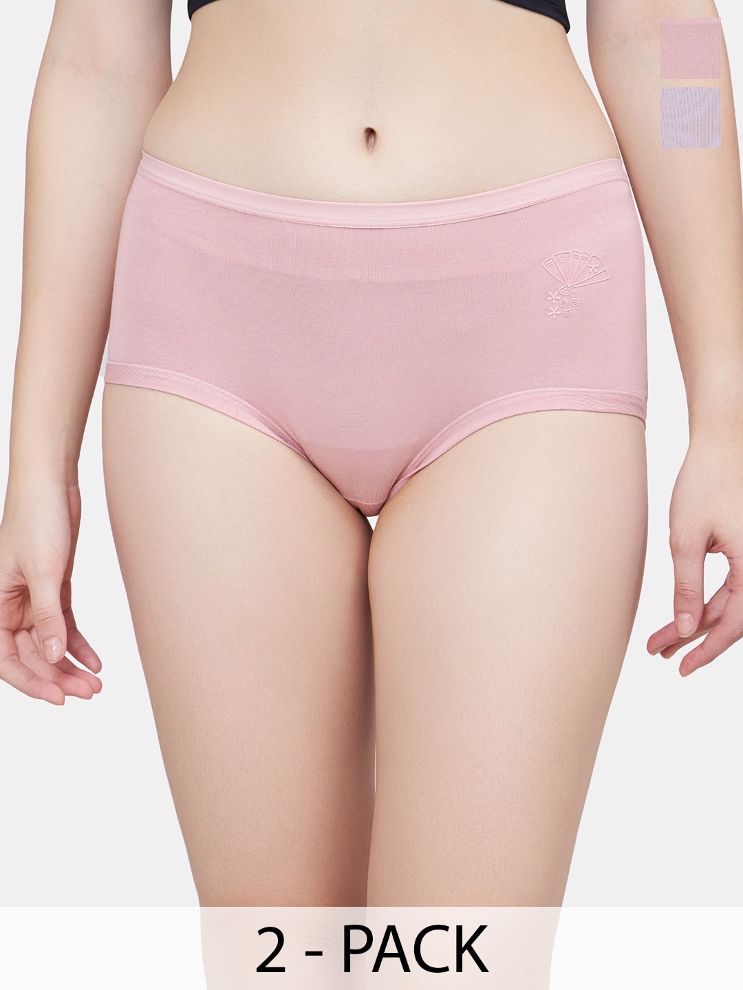 

PLUMBURY Pack Of 2 Women Mid-Rise Hipster Briefs, Peach