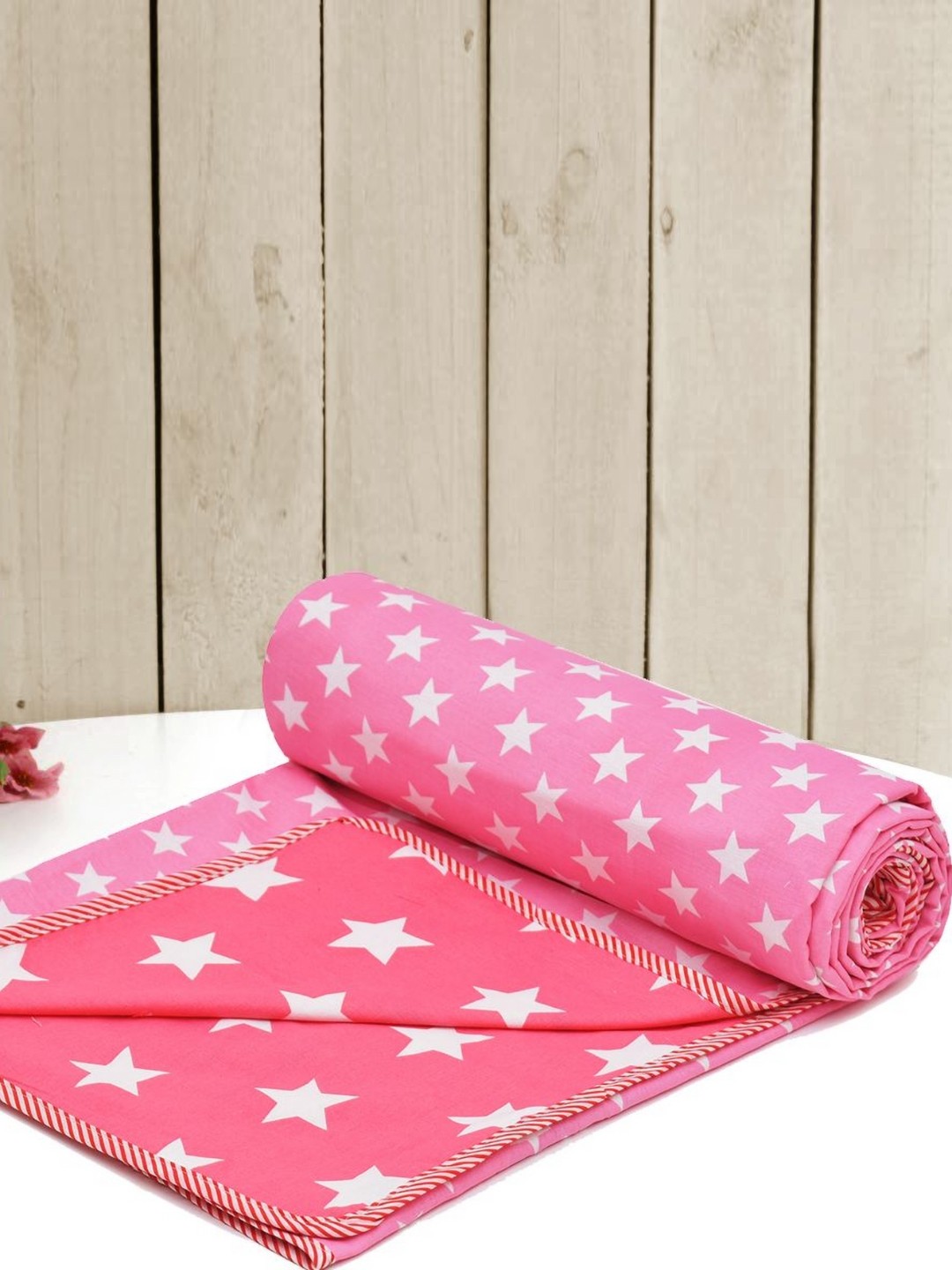 

RRC Pink Geometric AC Room 210 GSM Single Bed Dohar