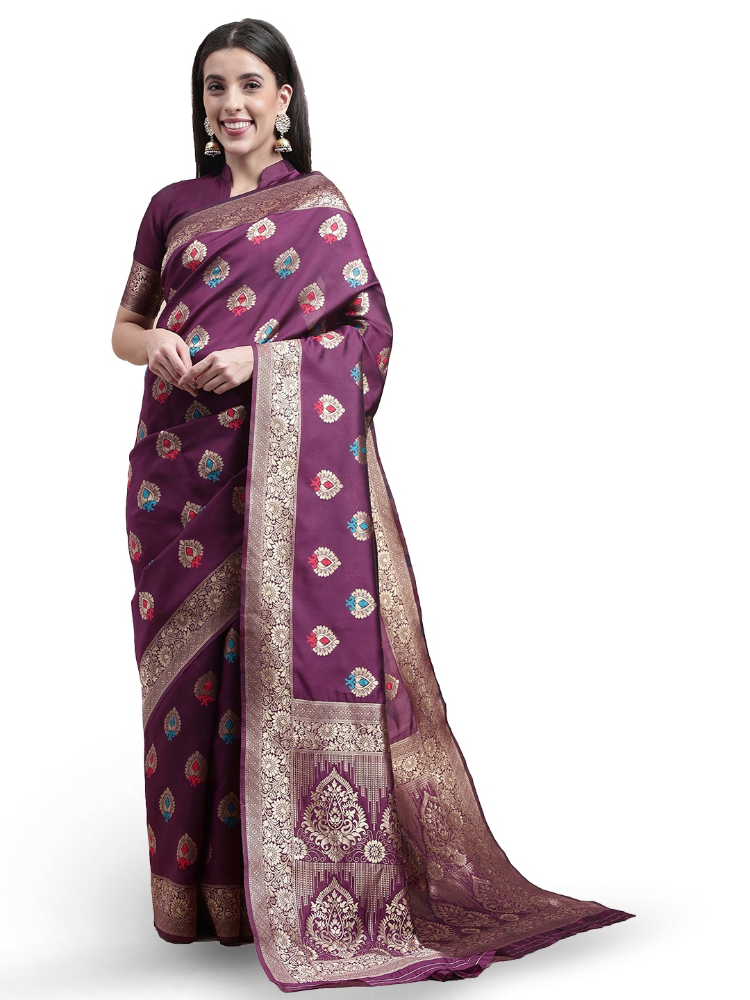 

Maroosh Woven Design Zari Saree, Purple