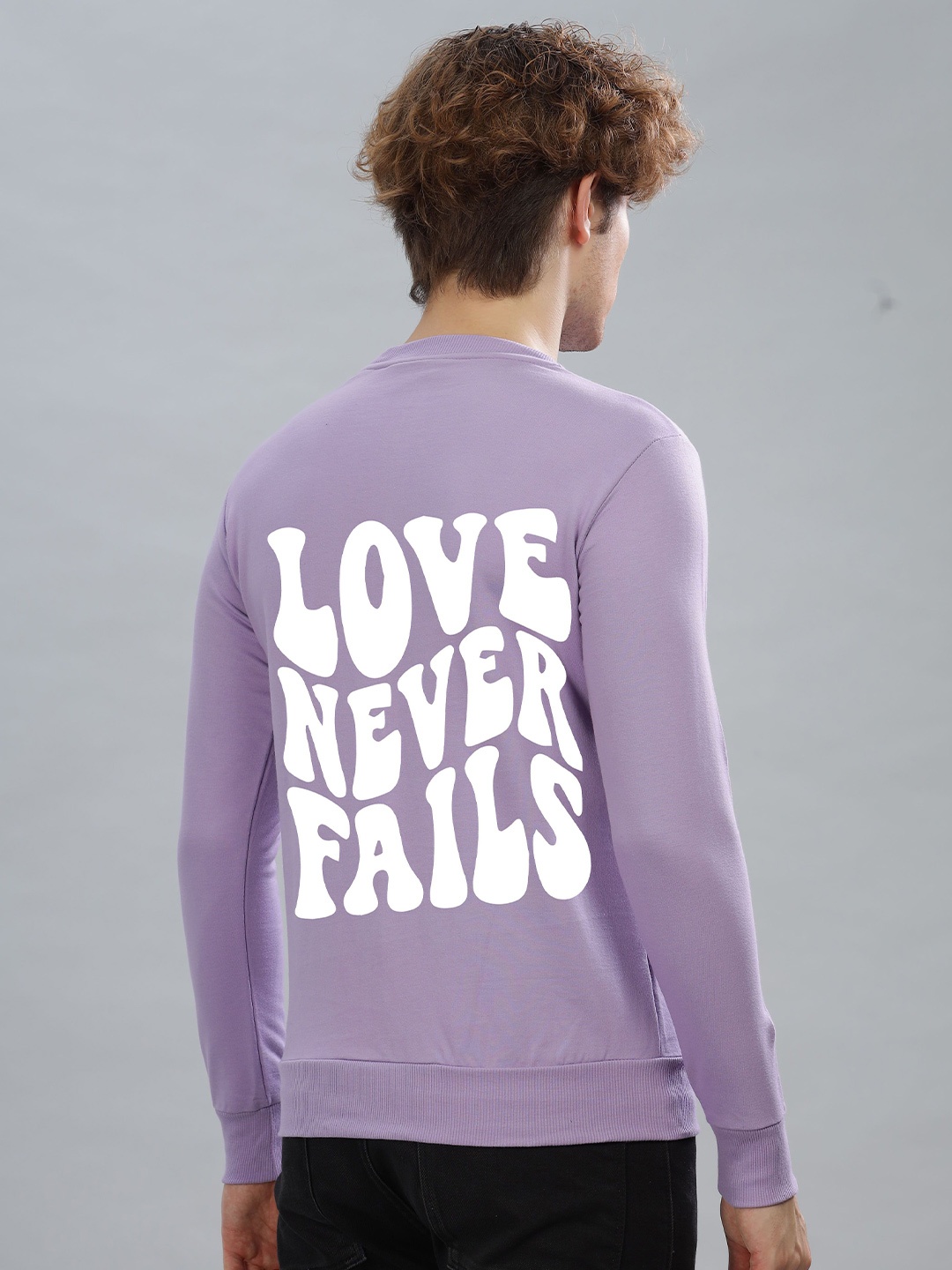 

FALTU.CO Men Typography Printed Round Neck Cotton Pullover Sweatshirt, Lavender