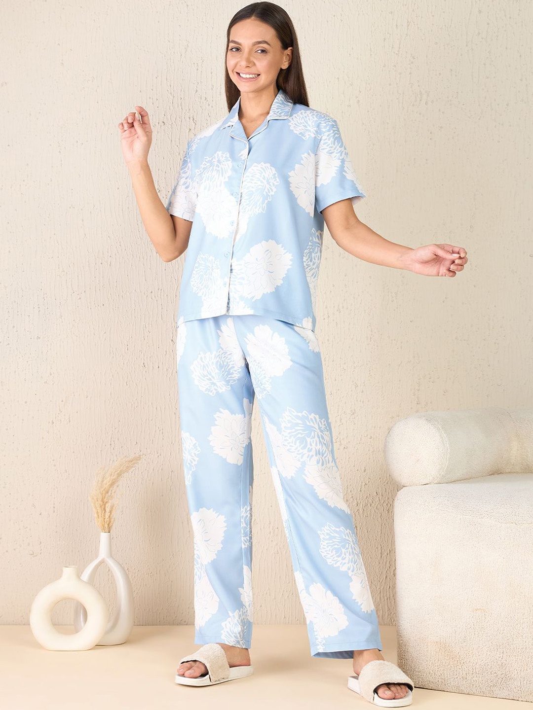 

Sweet Dreams Women Printed Night suit, Blue