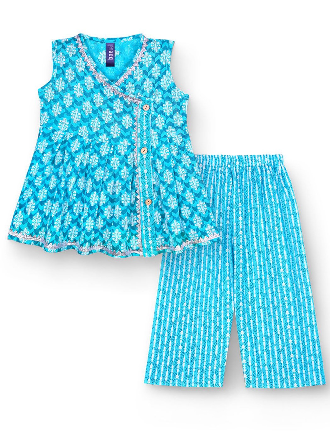 

BAESD Girls Printed Tunic with Trousers, Blue