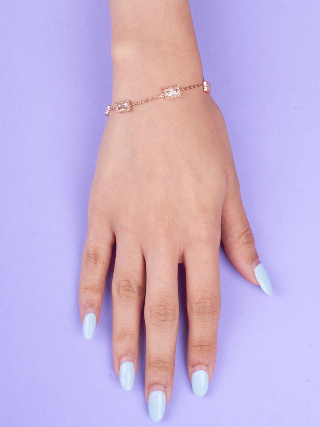 

SALTY Moon Gemstone Studded Stainless Steel Rose Gold-Plated Wraparound Bracelet