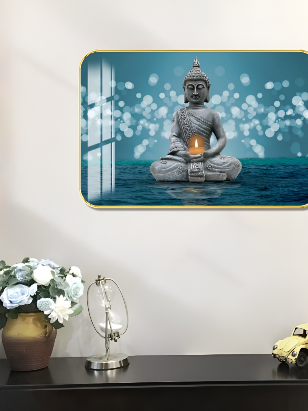 

WALLMAX Gold-Toned & Blue Buddha Religious Wooden Wall Art