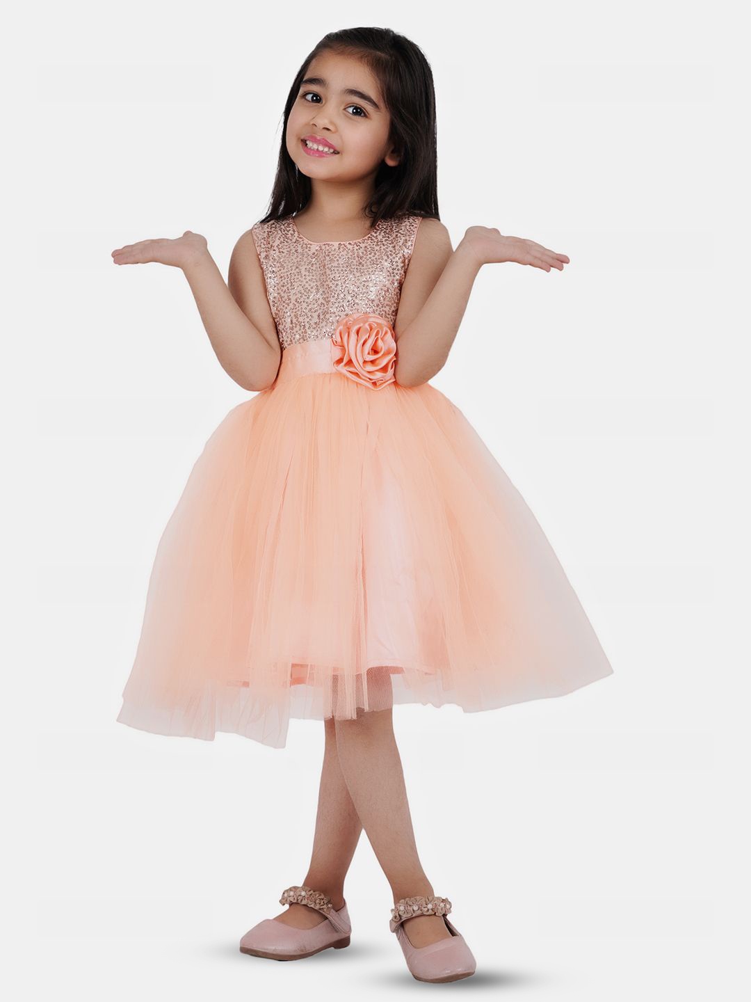 

Wish little Net A-Line Dress, Peach