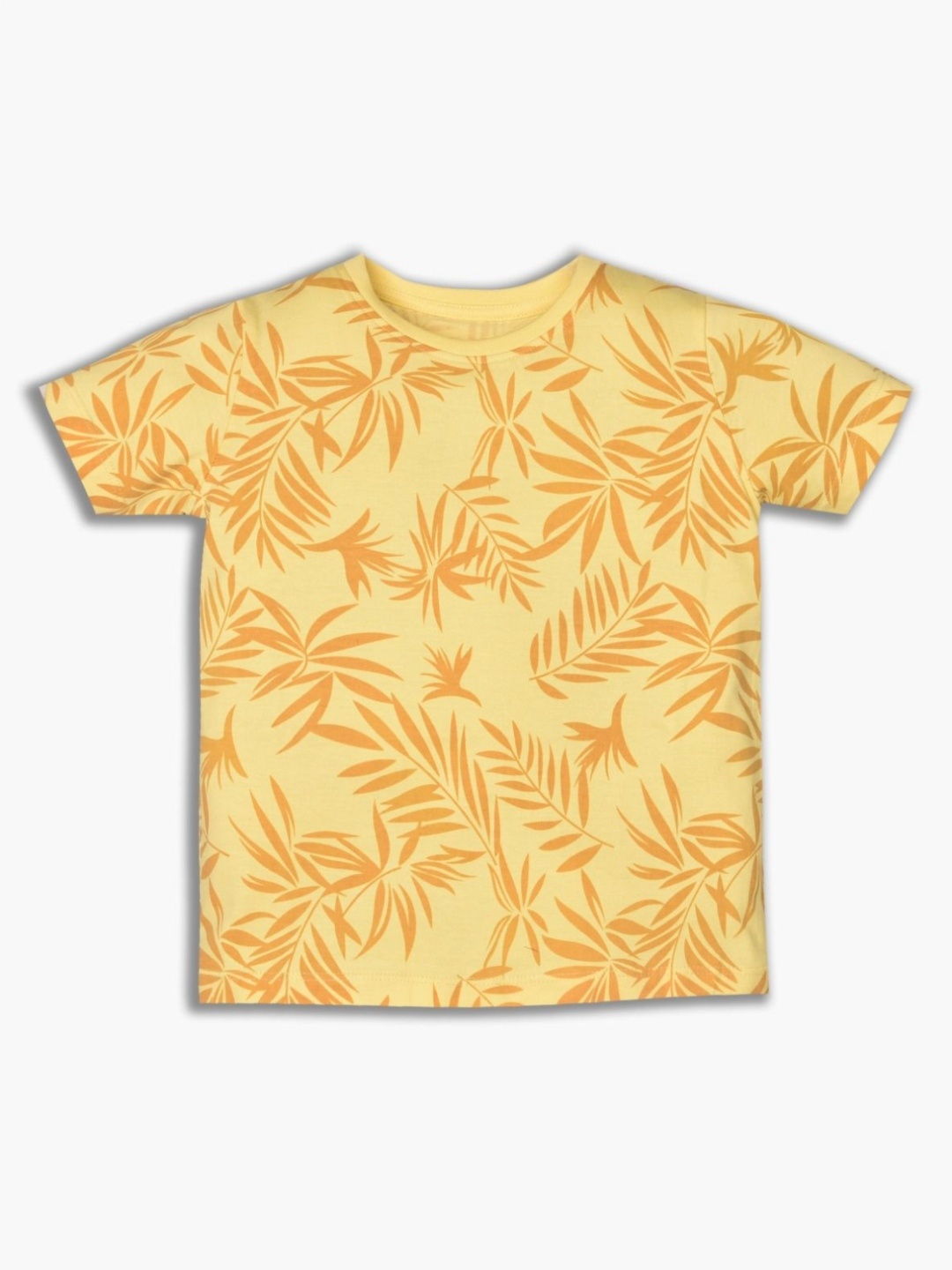 

YK Boys Floral Printed Round Neck Cotton T-shirt, Yellow