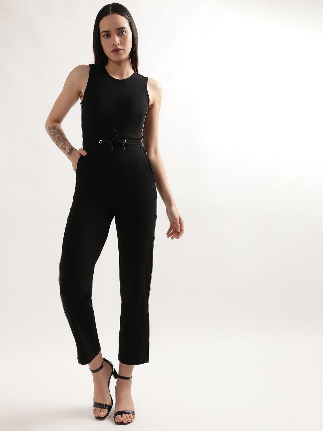 

ELLE Women Sleeveless Basic Jumpsuit, Black