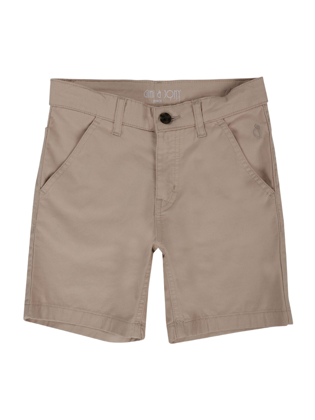 

Gini and Jony Boys Cotton Solid Shorts, Beige
