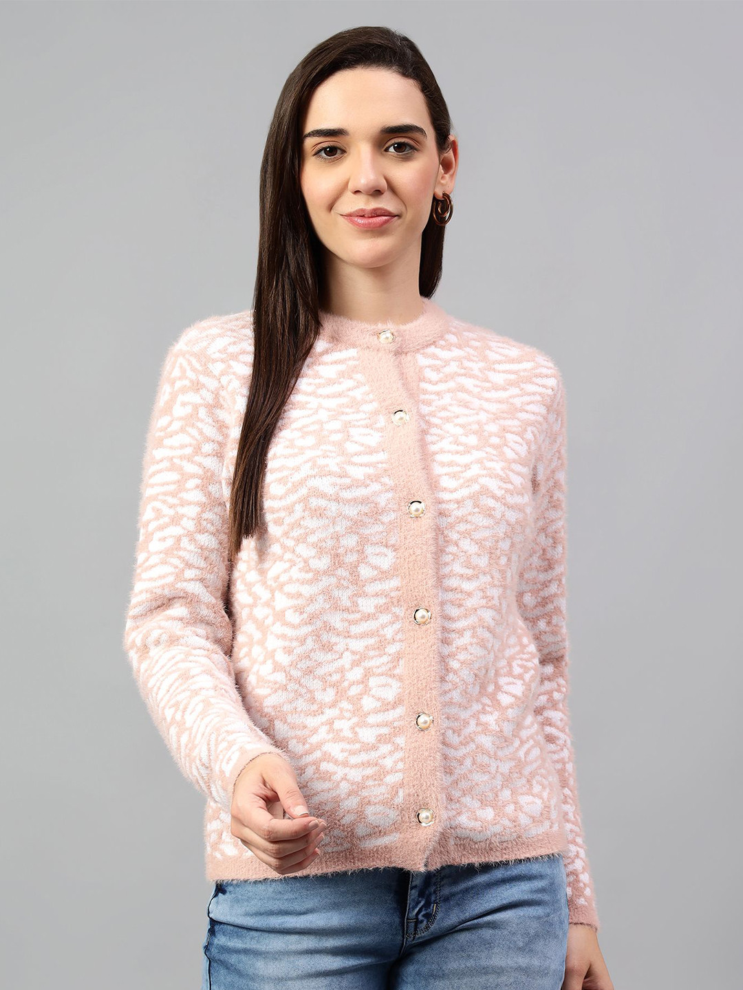 

Cantabil Women Cable Knit Cardigan, Pink
