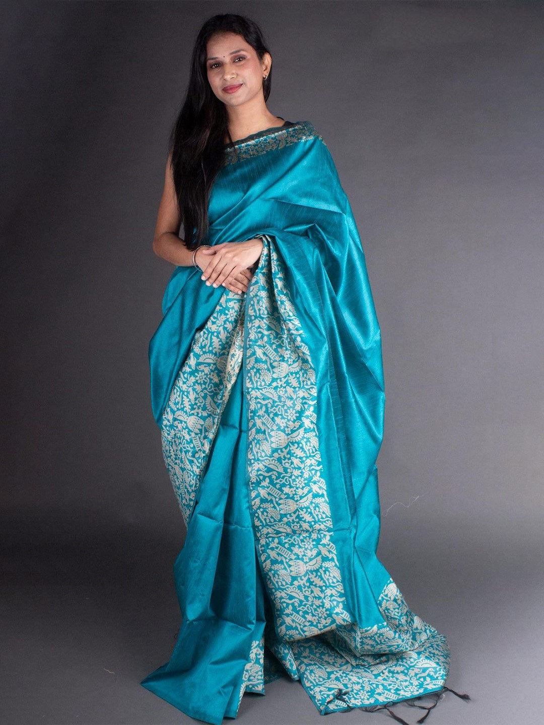 

Kandora Pure Silk Saree, Blue
