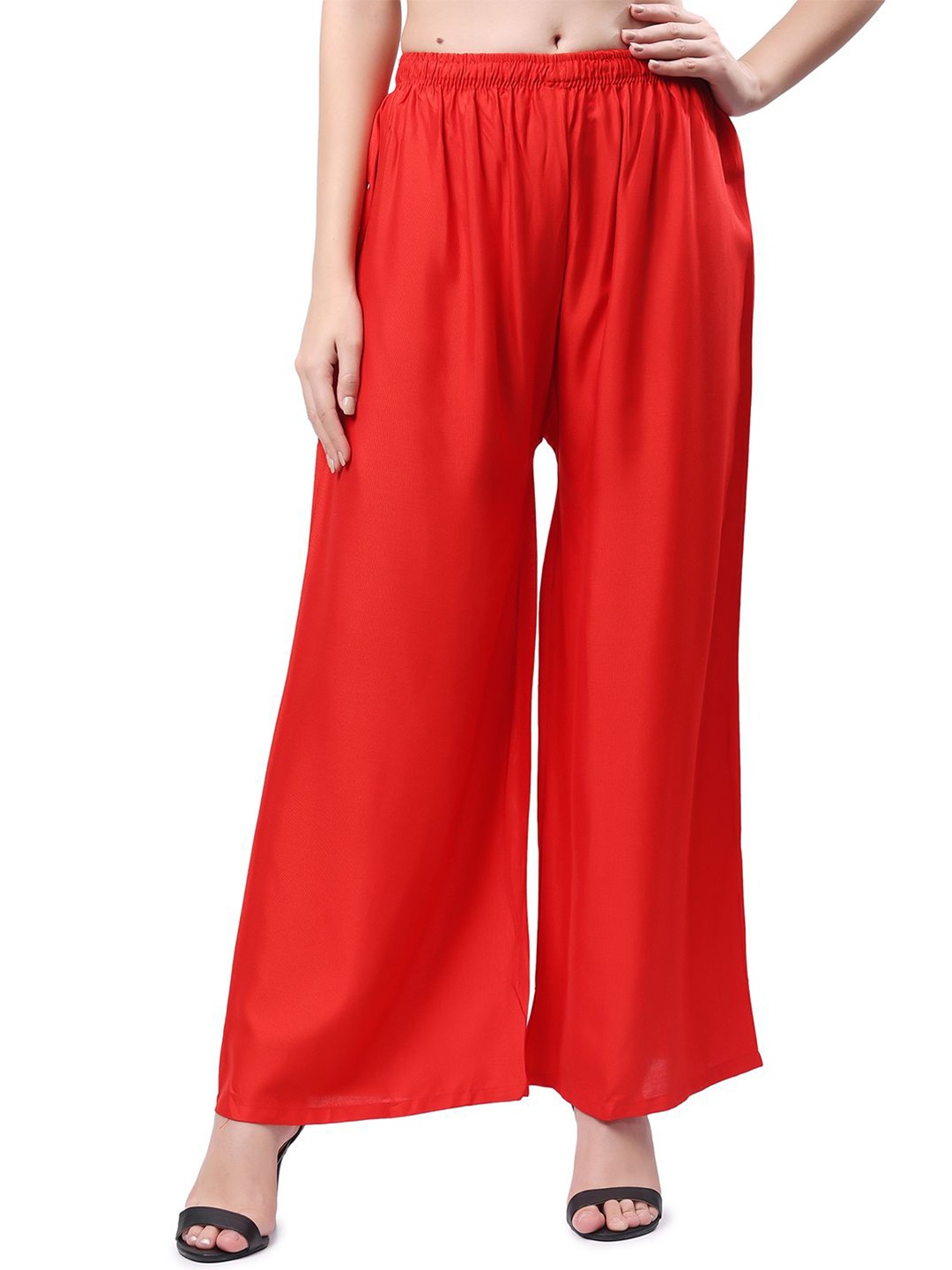 

Keviv Women Solid Knitted Palazzos, Red