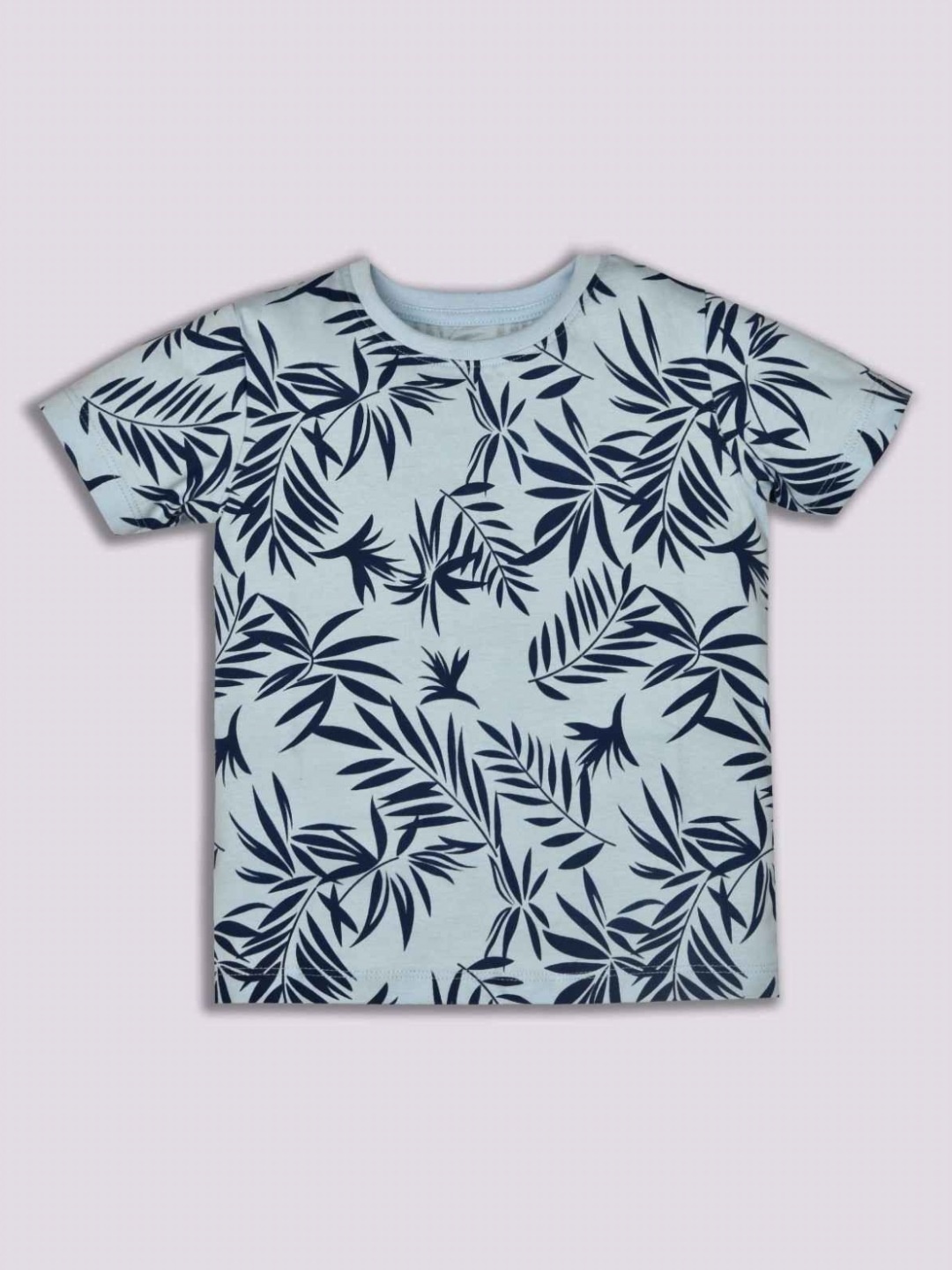 

YK Boys Floral Printed Round Neck Cotton T-shirt, Blue