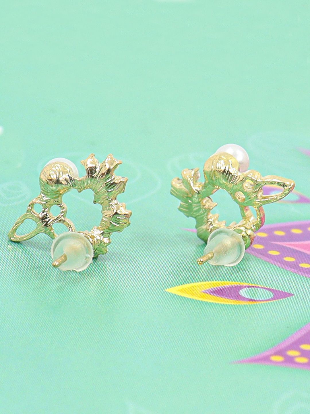 

KRENOZ Stainless Steel Classic Zirconia Studded Earrings, Gold