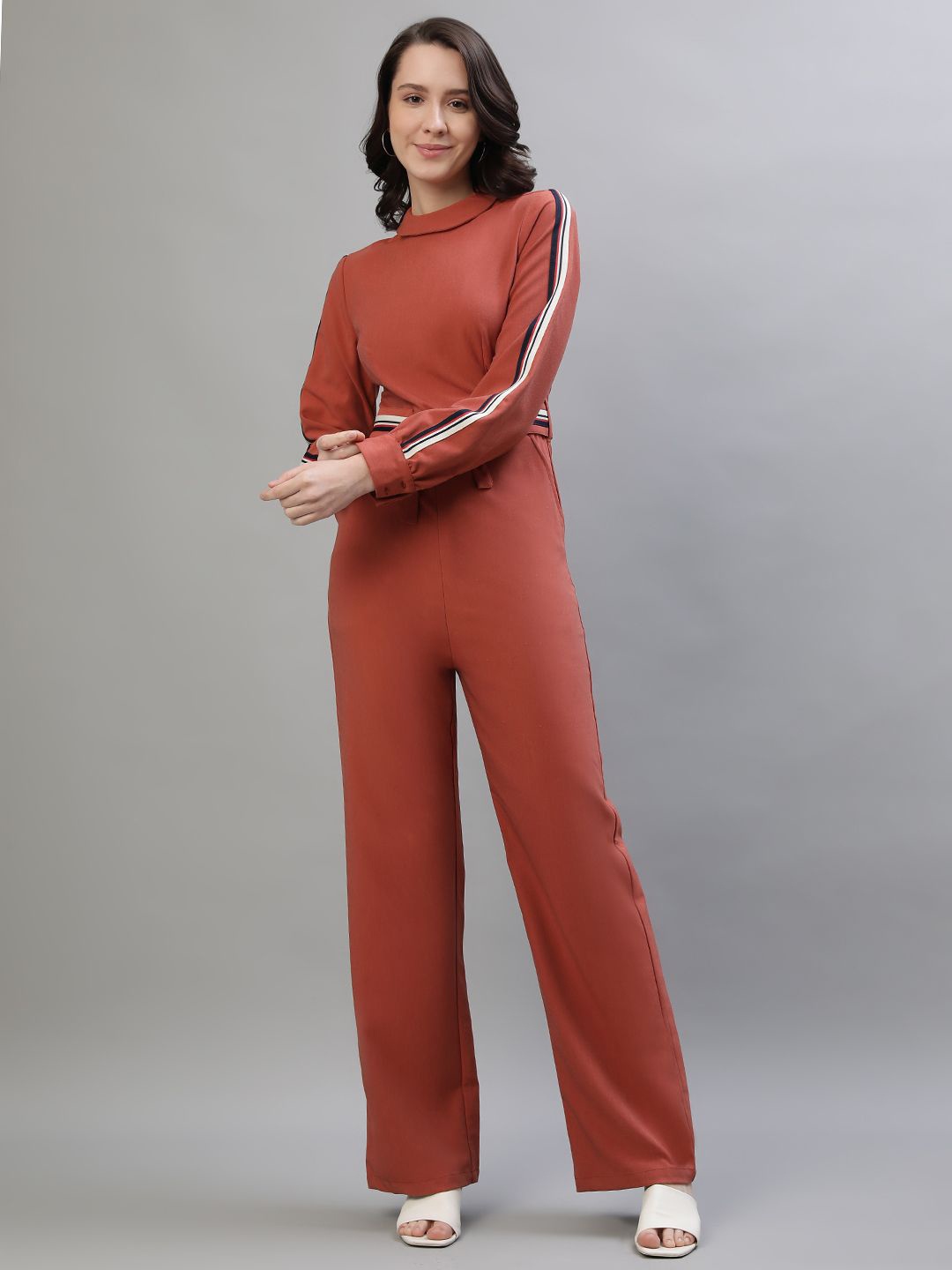 

Iconic Waist Tie-Up Basic Jumpsuit, Rust