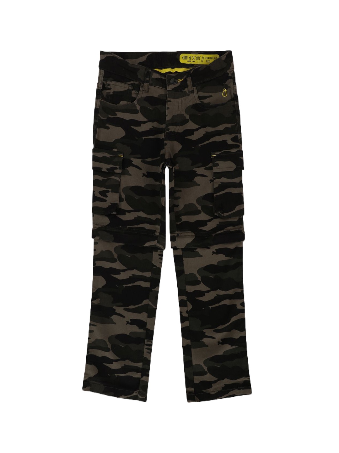 

Gini and Jony Boys Camouflage Printed Original Cotton Trouser & Shorts, Olive