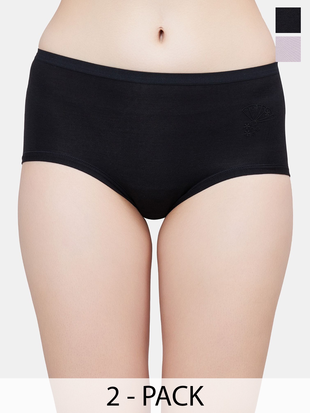 

PLUMBURY Women Mid-Rise Hipster Briefs Pack Of 2, Black